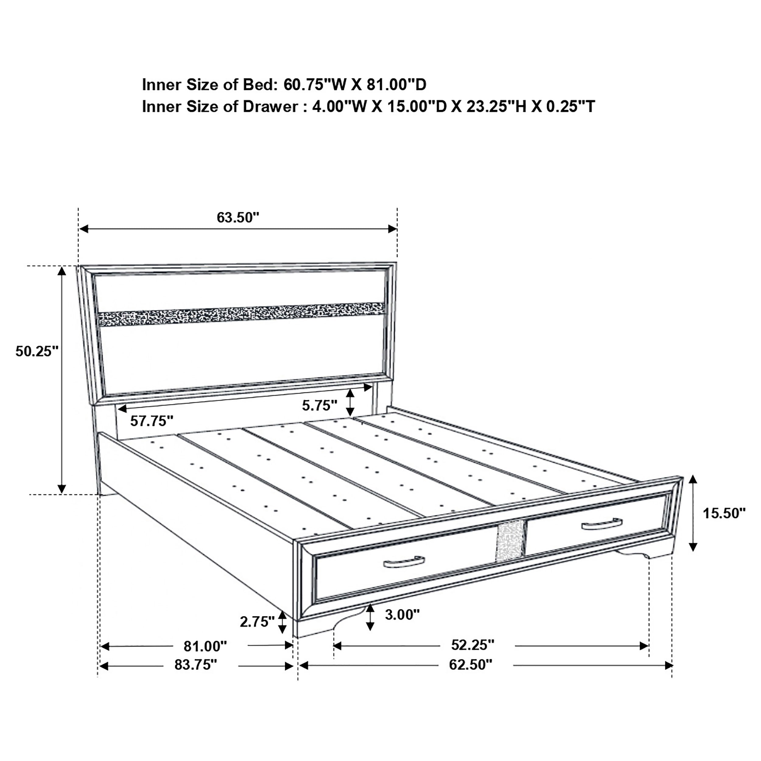 Miranda  2-drawer Storage Bed White