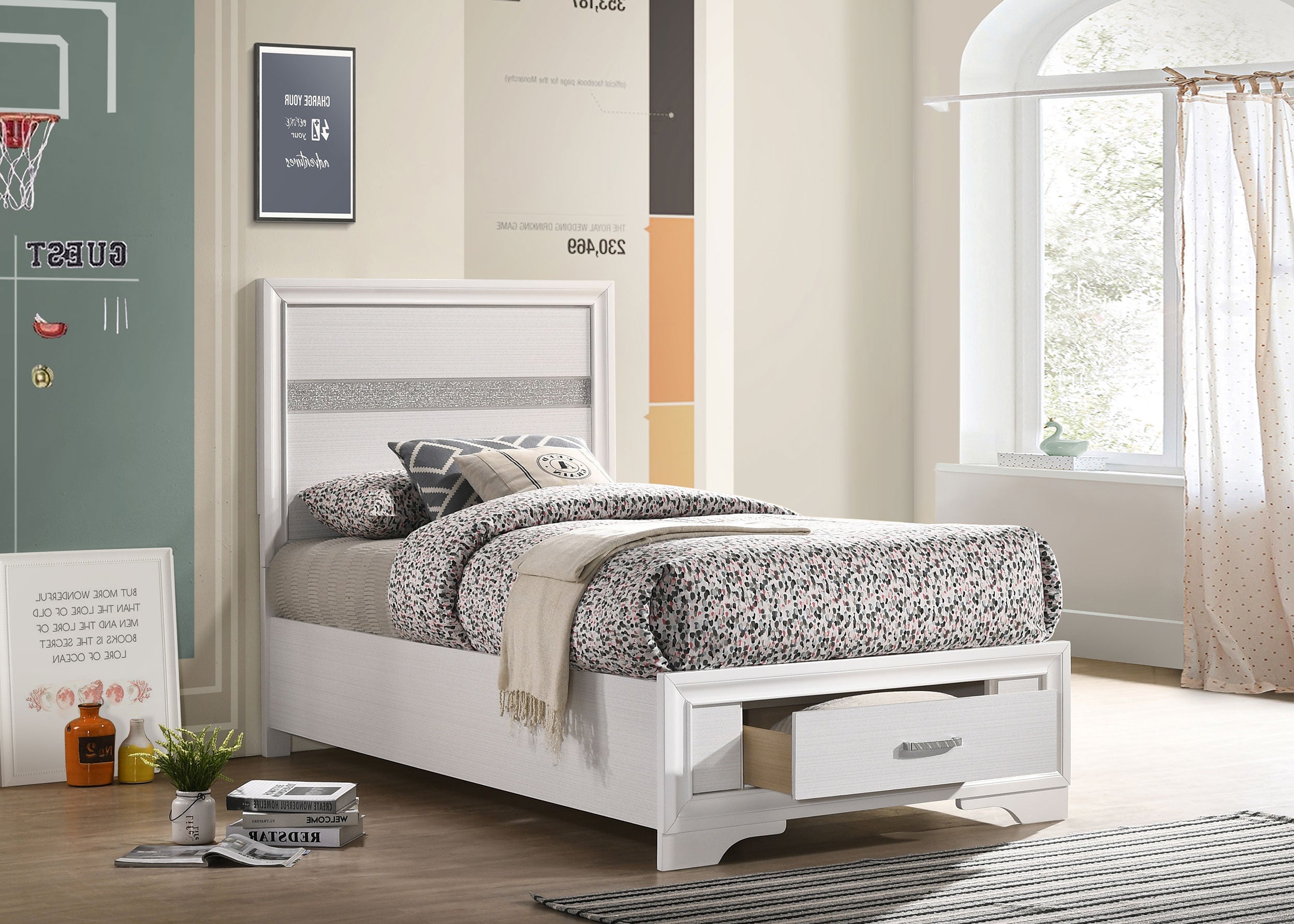 Miranda  2-drawer Storage Bed White