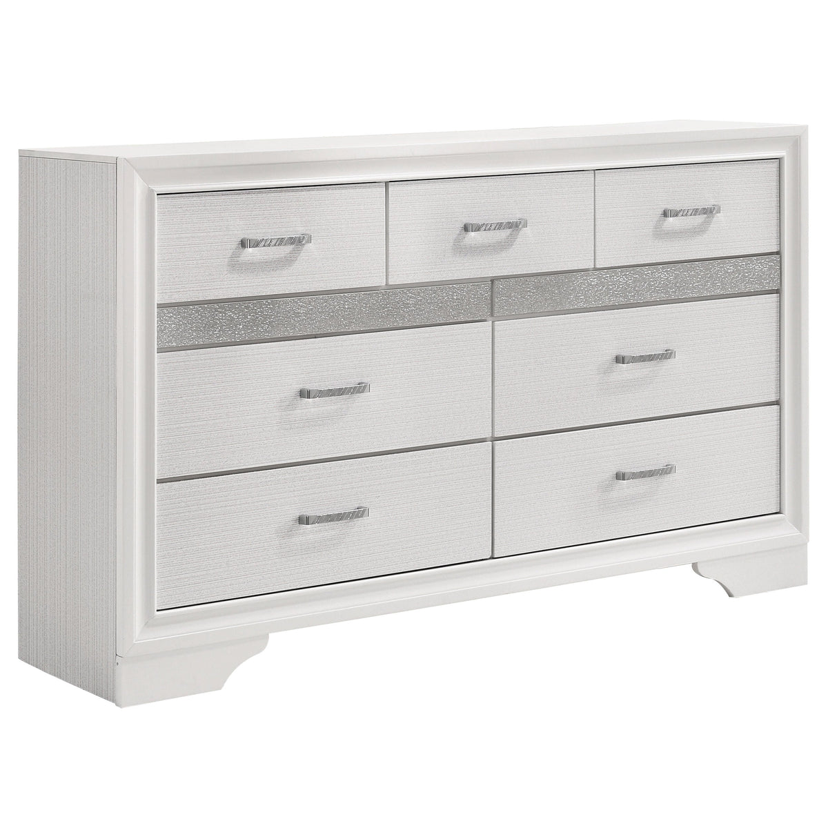 Miranda 7-drawer Dresser White and Rhinestone