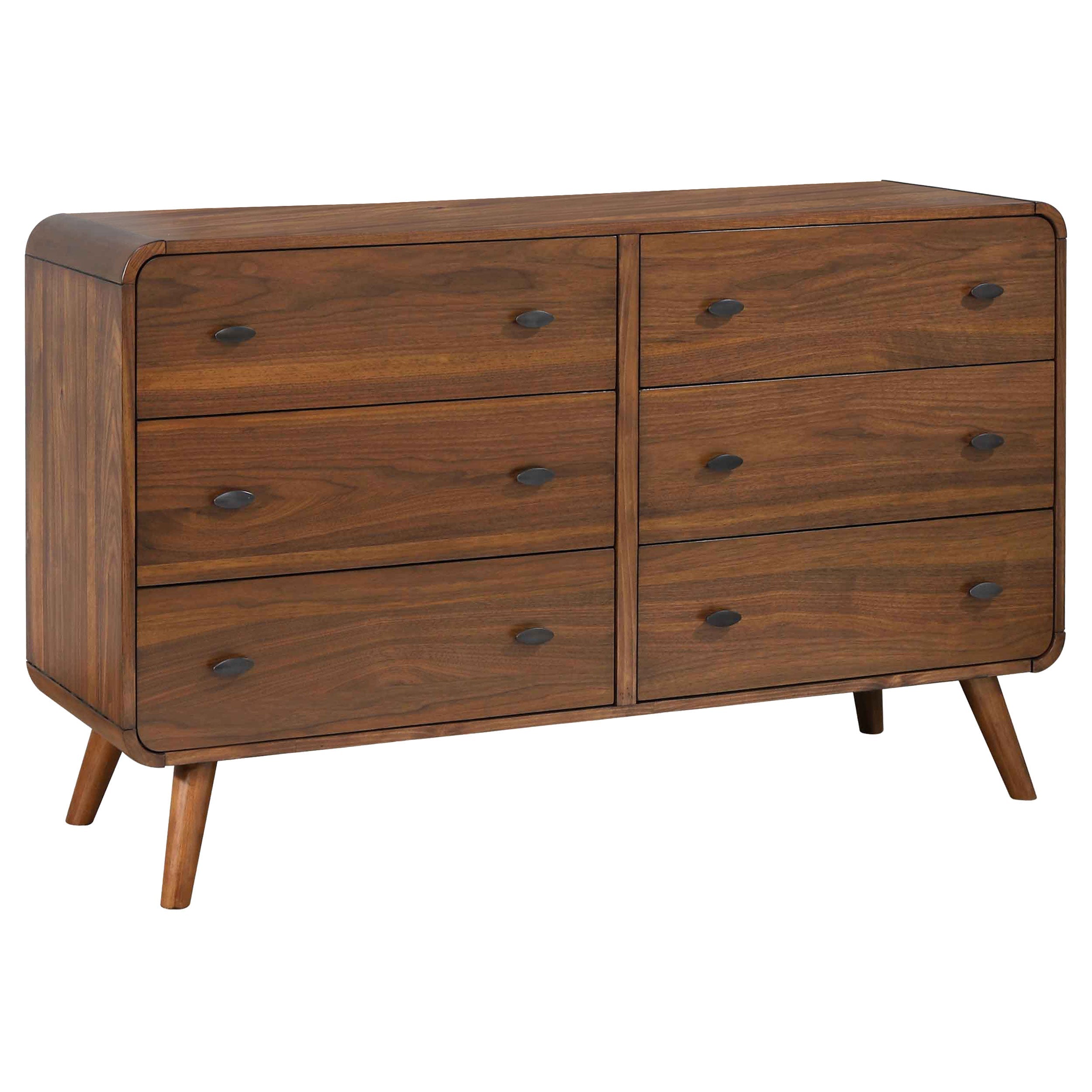 Robyn 6-drawer Dresser with Mirror Dark Walnut