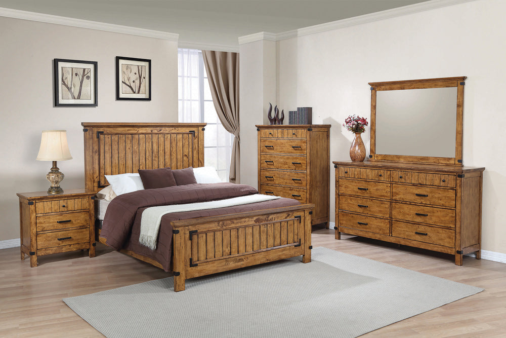 Brenner  Panel Bed Rustic Honey