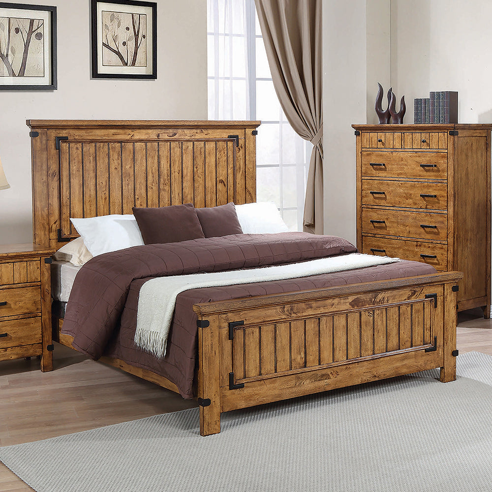 Brenner  Panel Bed Rustic Honey