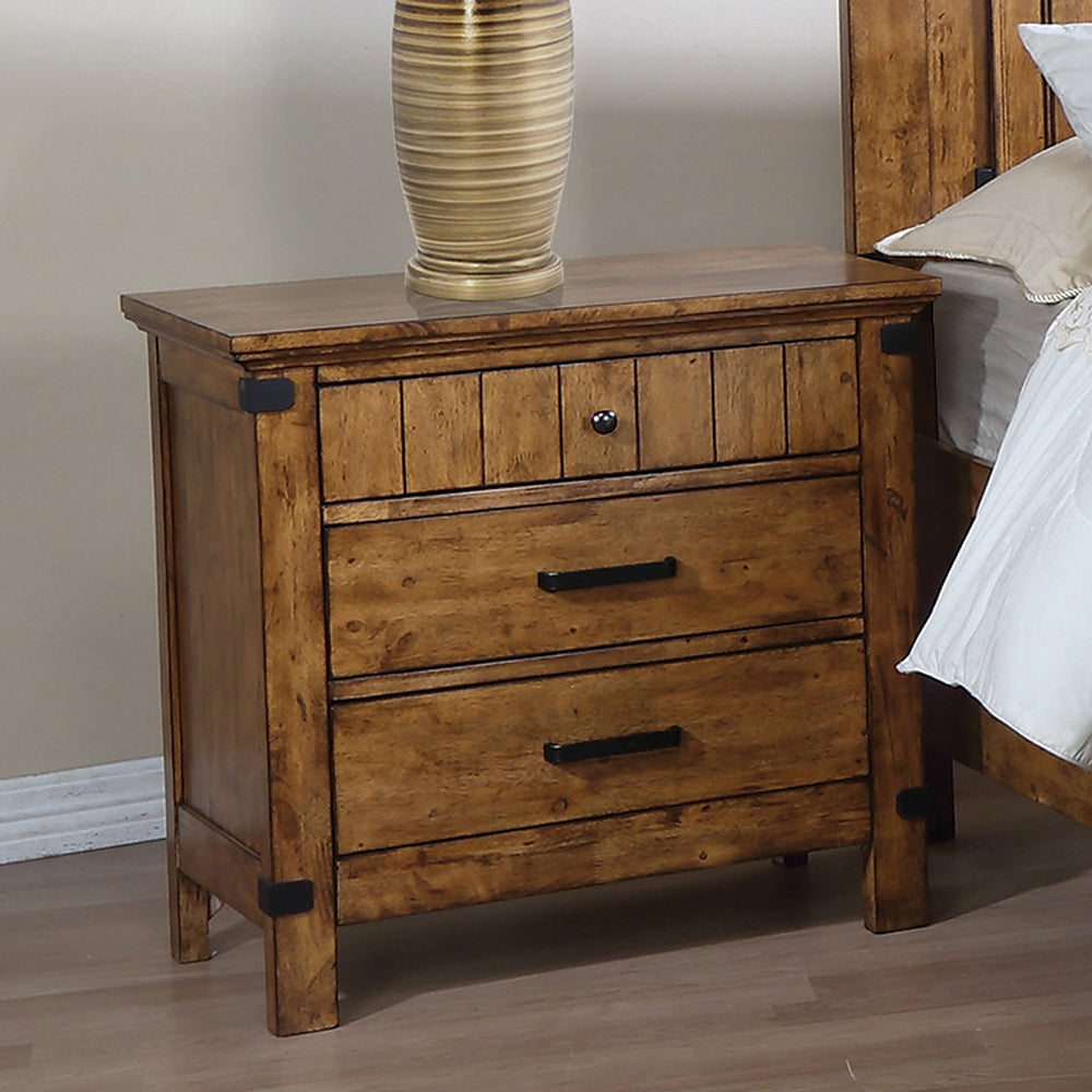 Brenner 3-drawer Night Stand Rustic Honey