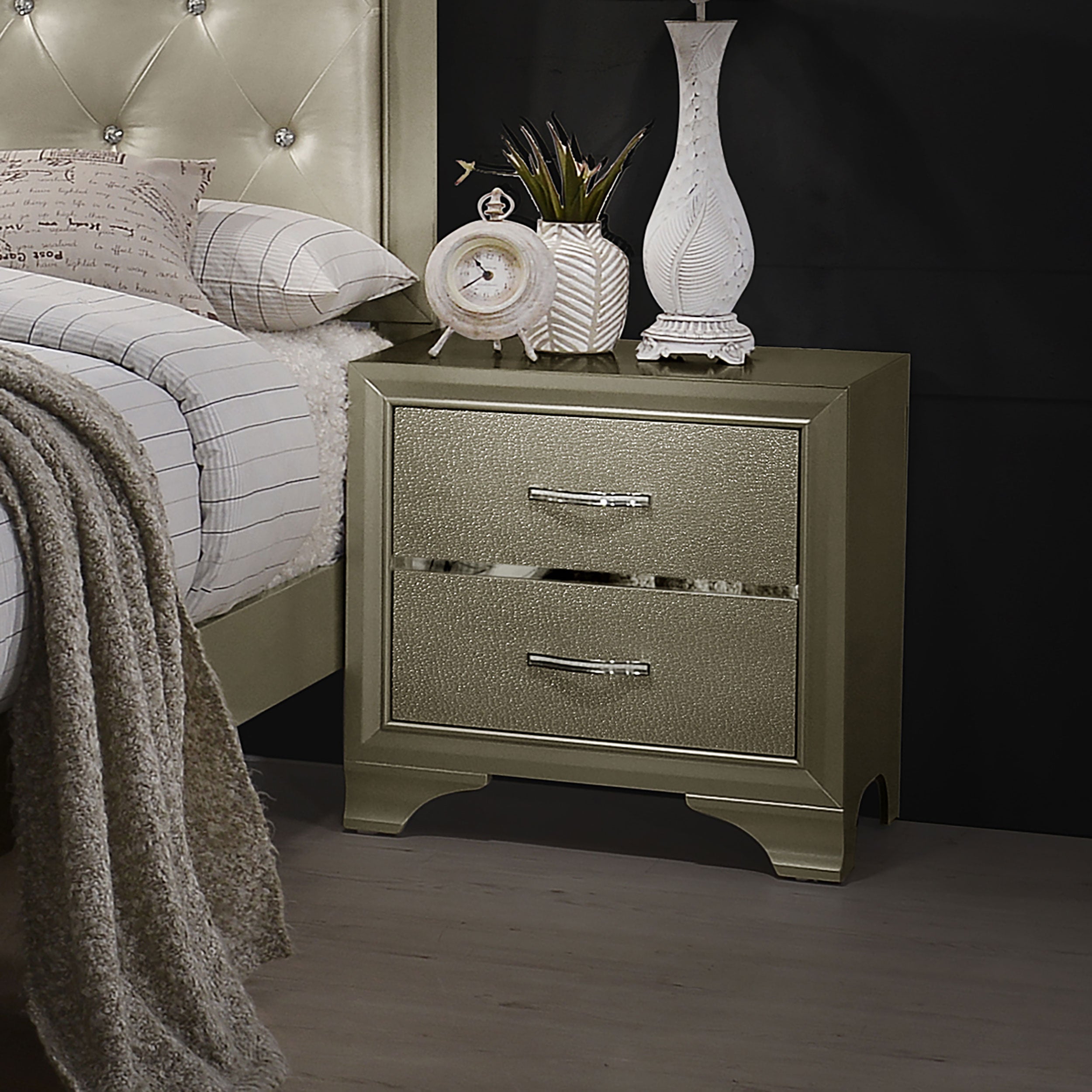 Beaumont 2-drawer Rectangular Nightstand Champagne