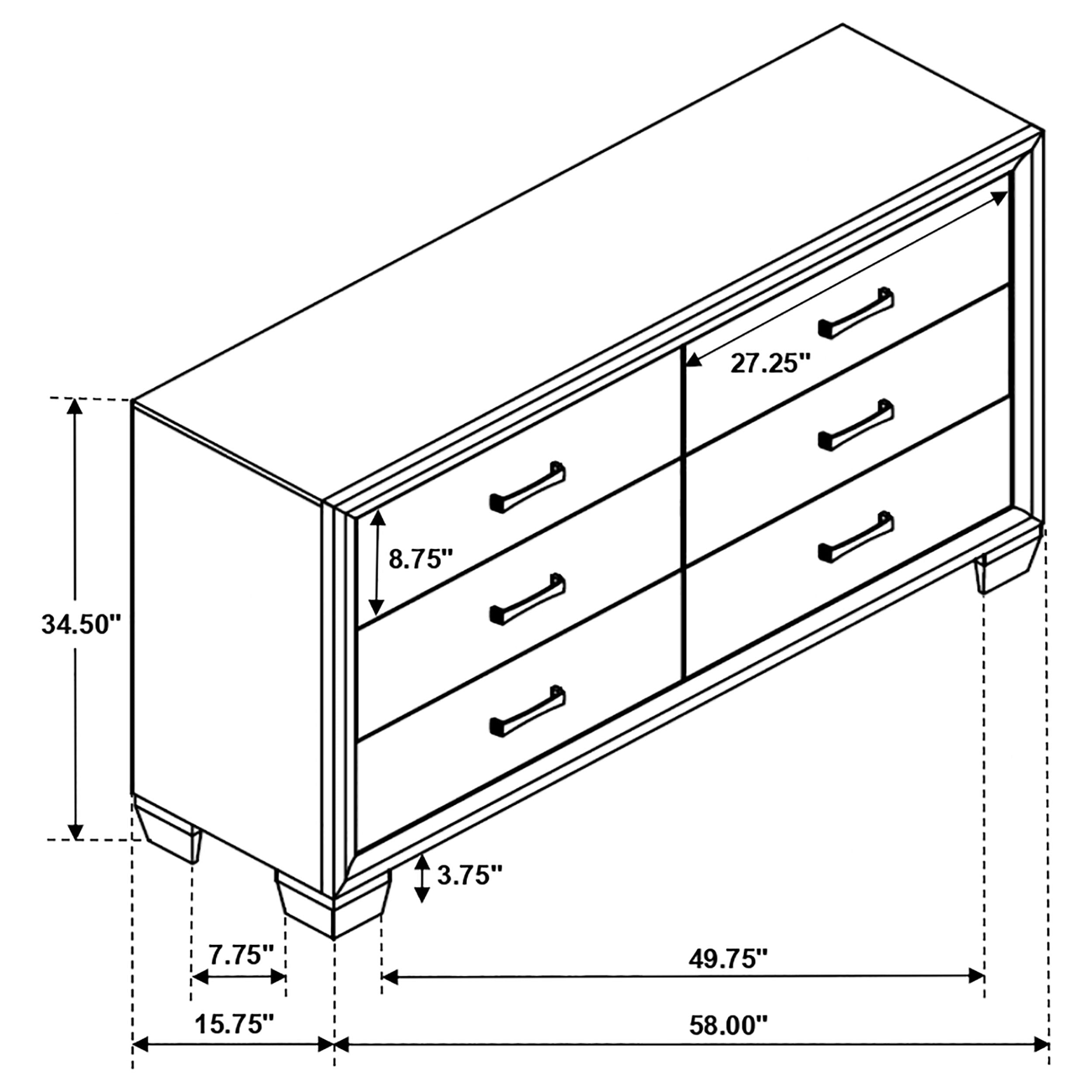 Brandon 6-drawer Dresser Medium Warm Brown