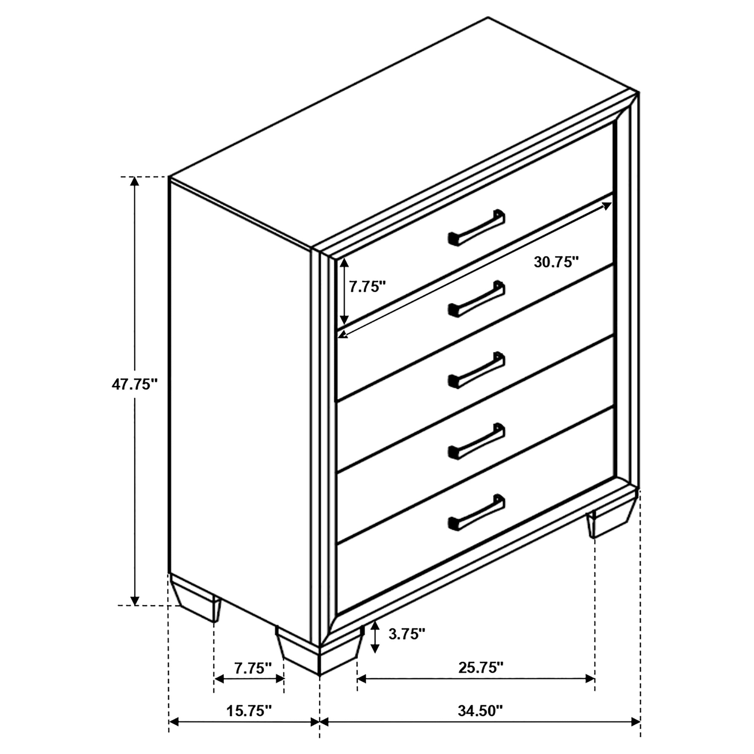 Brandon 5-drawer Chest Medium Warm Brown