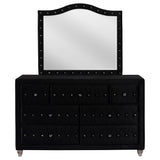 Deanna 7-drawer Upholstered Dresser with Mirror Black