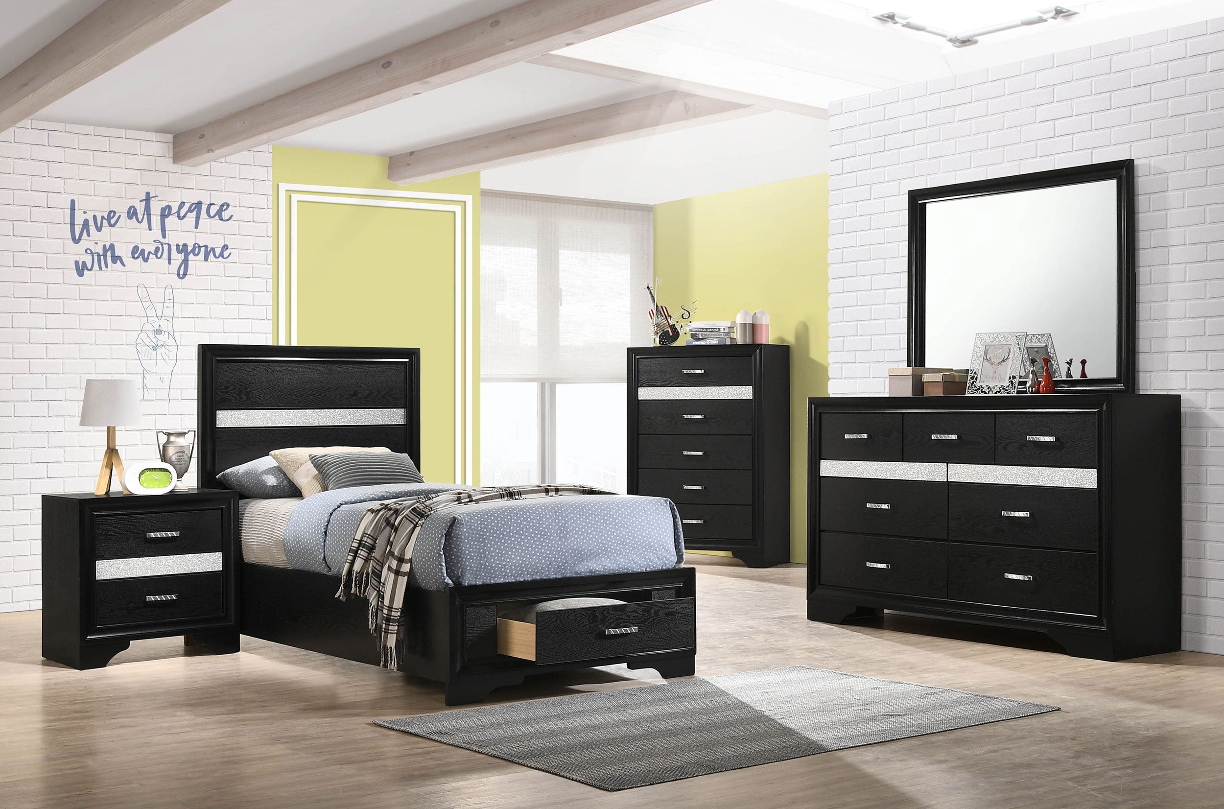 Miranda  2-drawer Storage Bed Black