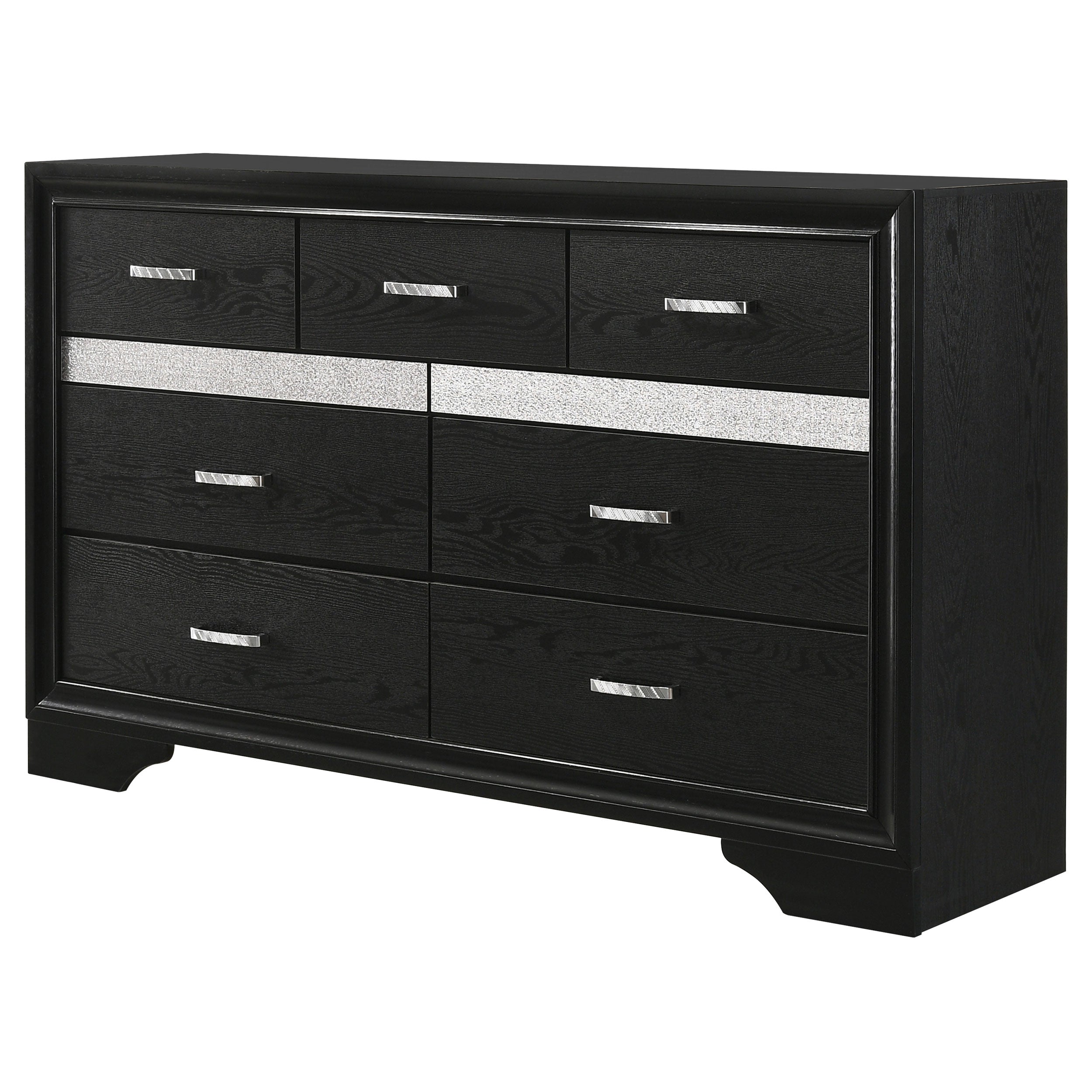 Miranda 7-drawer Dresser Black and Rhinestone