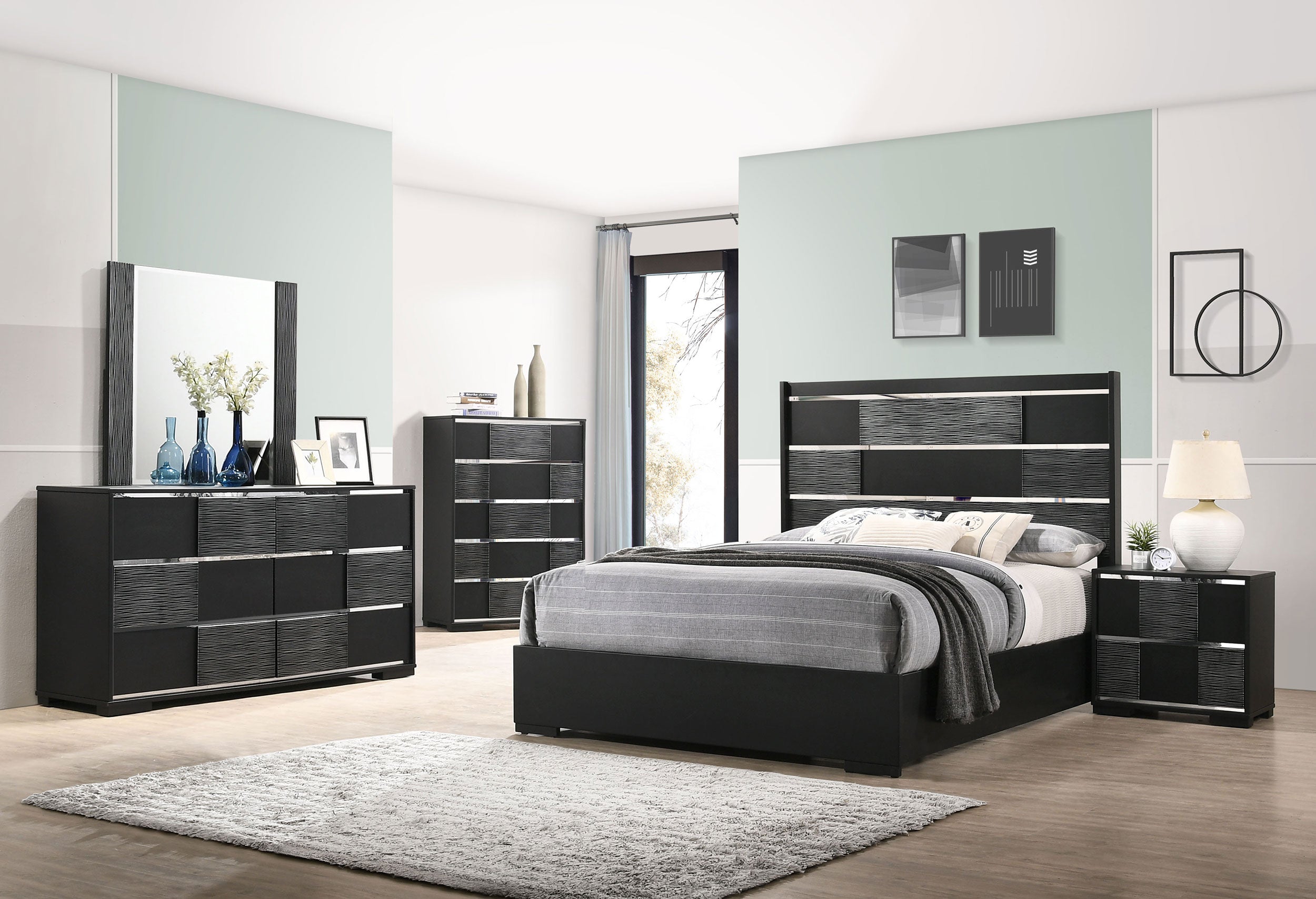 Blacktoft 6-drawer Dresser with Mirror Black