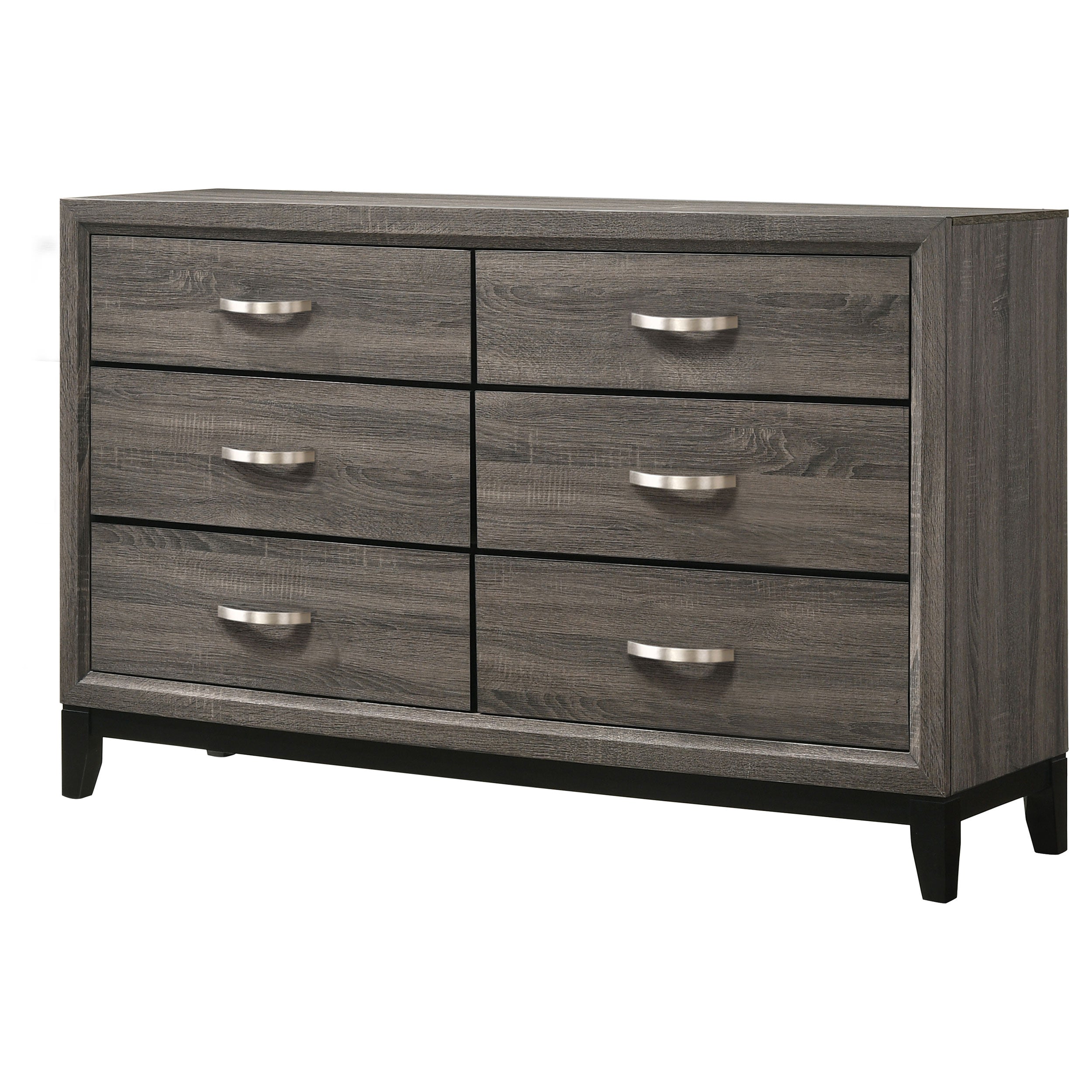 Watson 6-drawer Dresser Grey Oak and Black