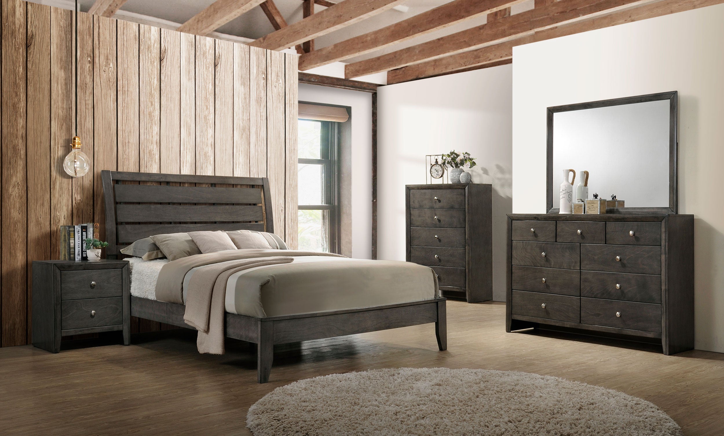 Serenity   Sleigh Bedroom Set Mod Grey