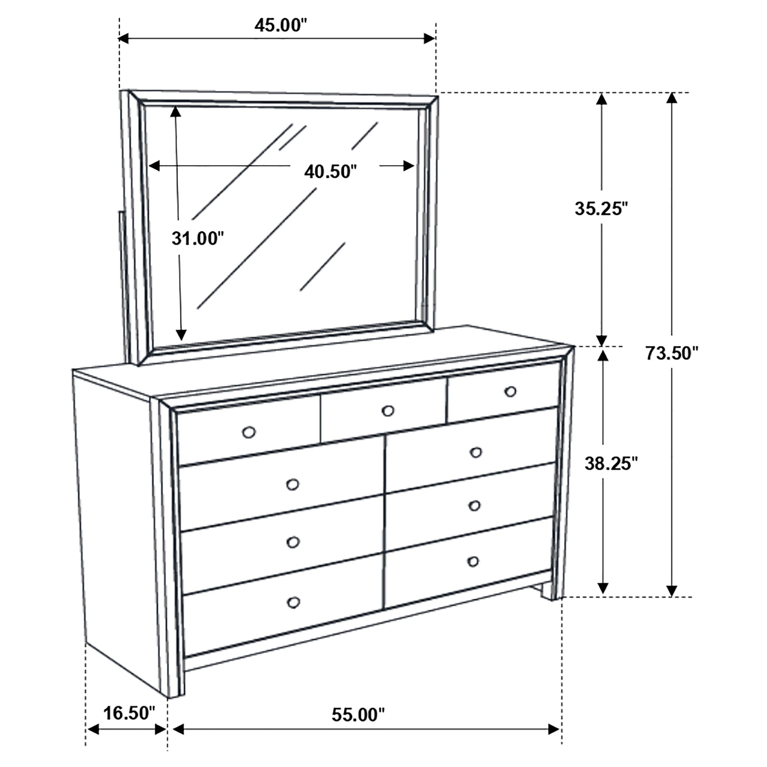 Serenity 9-drawer Dresser with Mirror Mod Grey