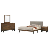 Mays  Upholstered  Bedroom Set Walnut Brown and Grey