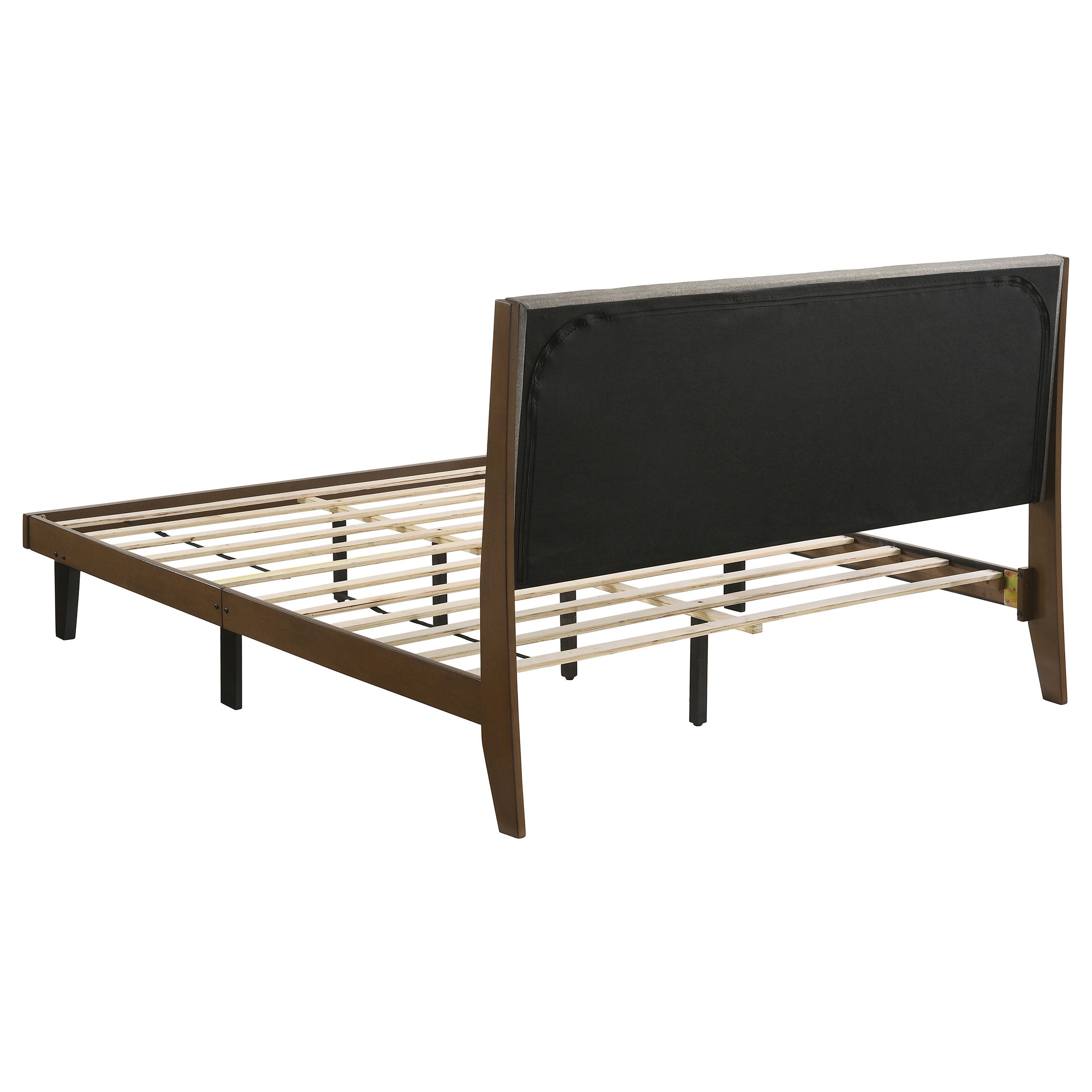 Mays Upholstered  Platform Bed Walnut Brown and Grey