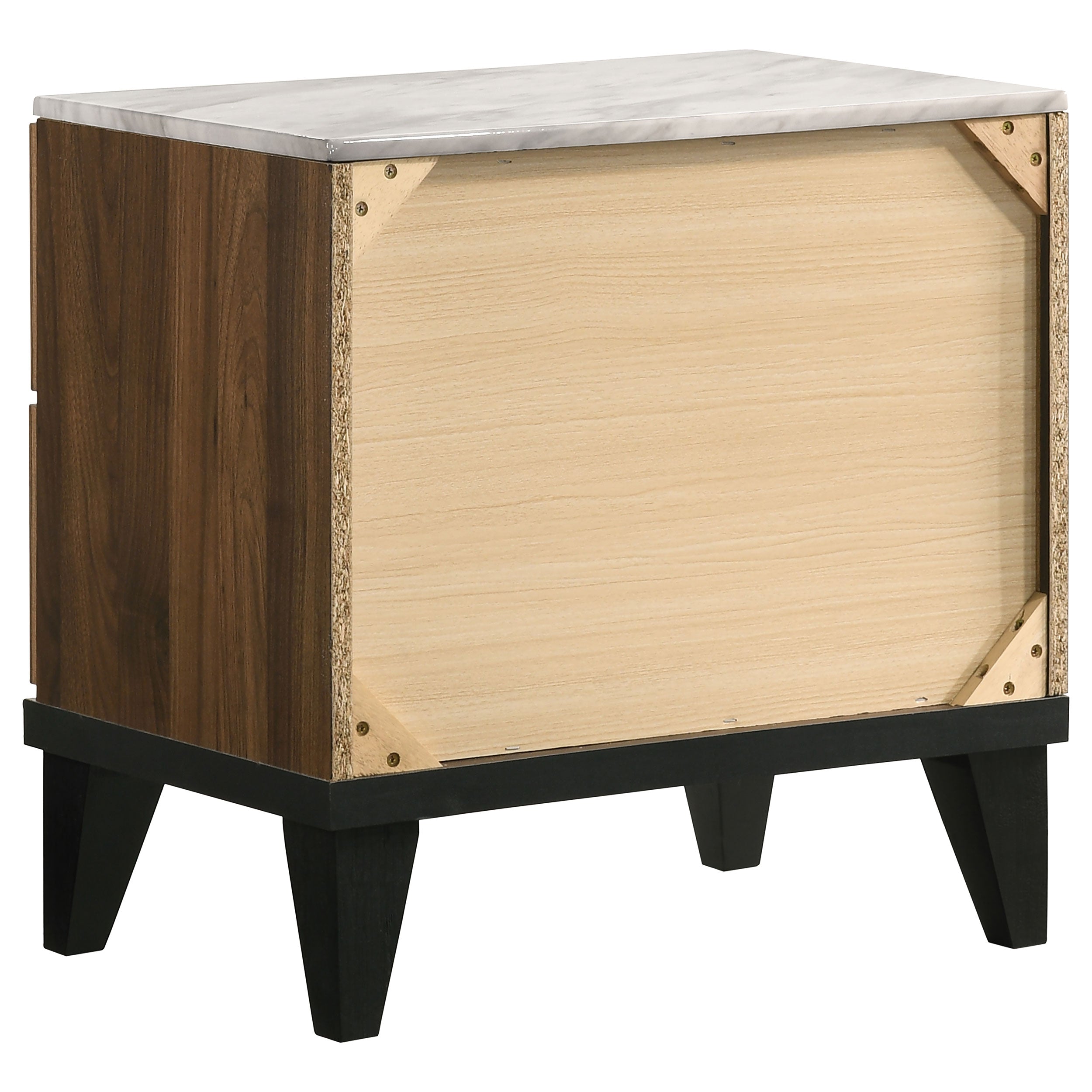 Mays 2-drawer Nightstand Walnut Brown with Faux Marble Top