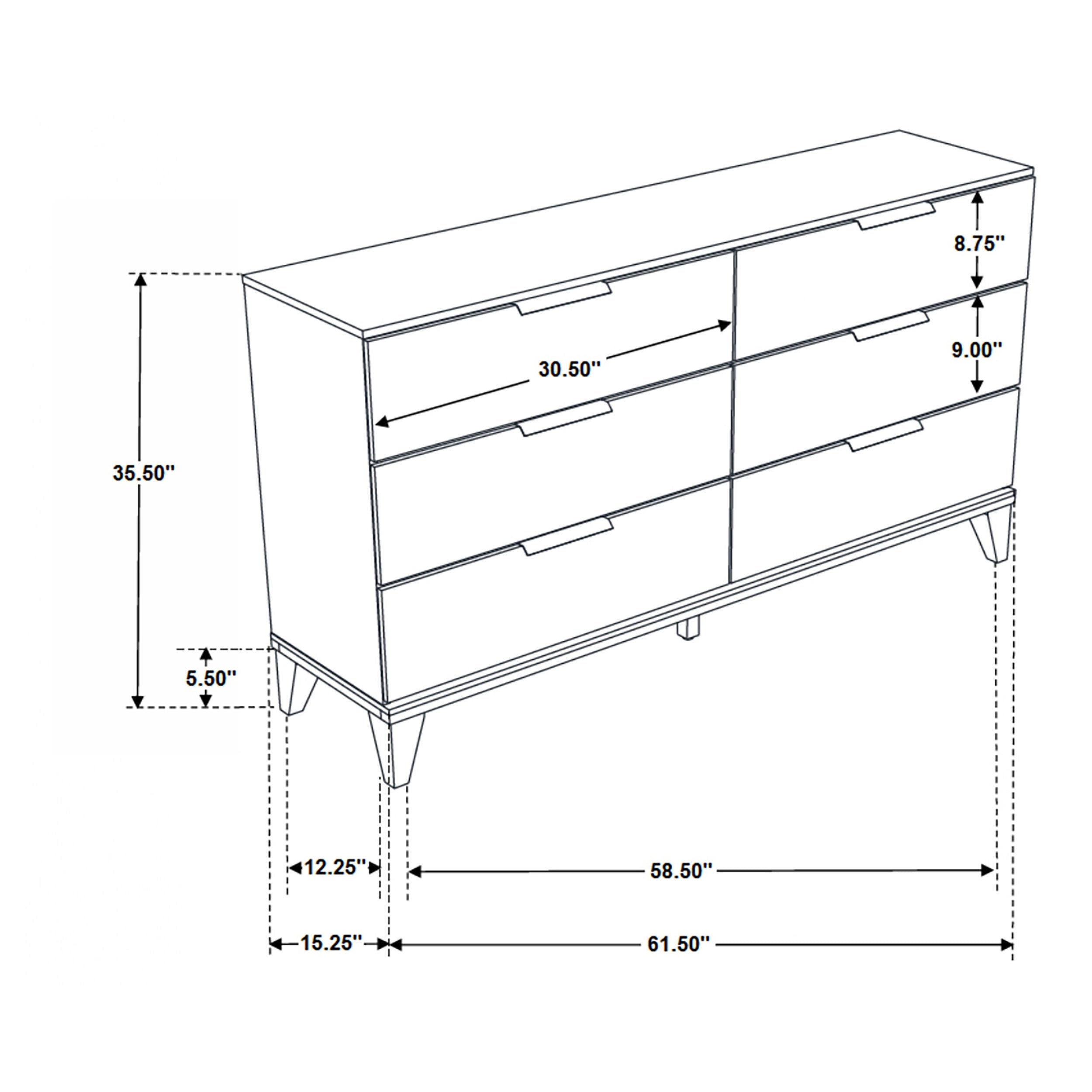 Mays 6-drawer Dresser with Mirror Walnut Brown with Faux Marble Top