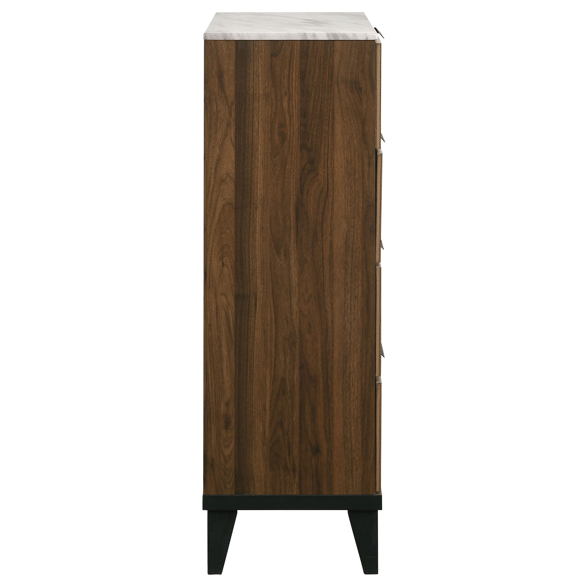 Mays 4-drawer Chest Walnut Brown with Faux Marble Top