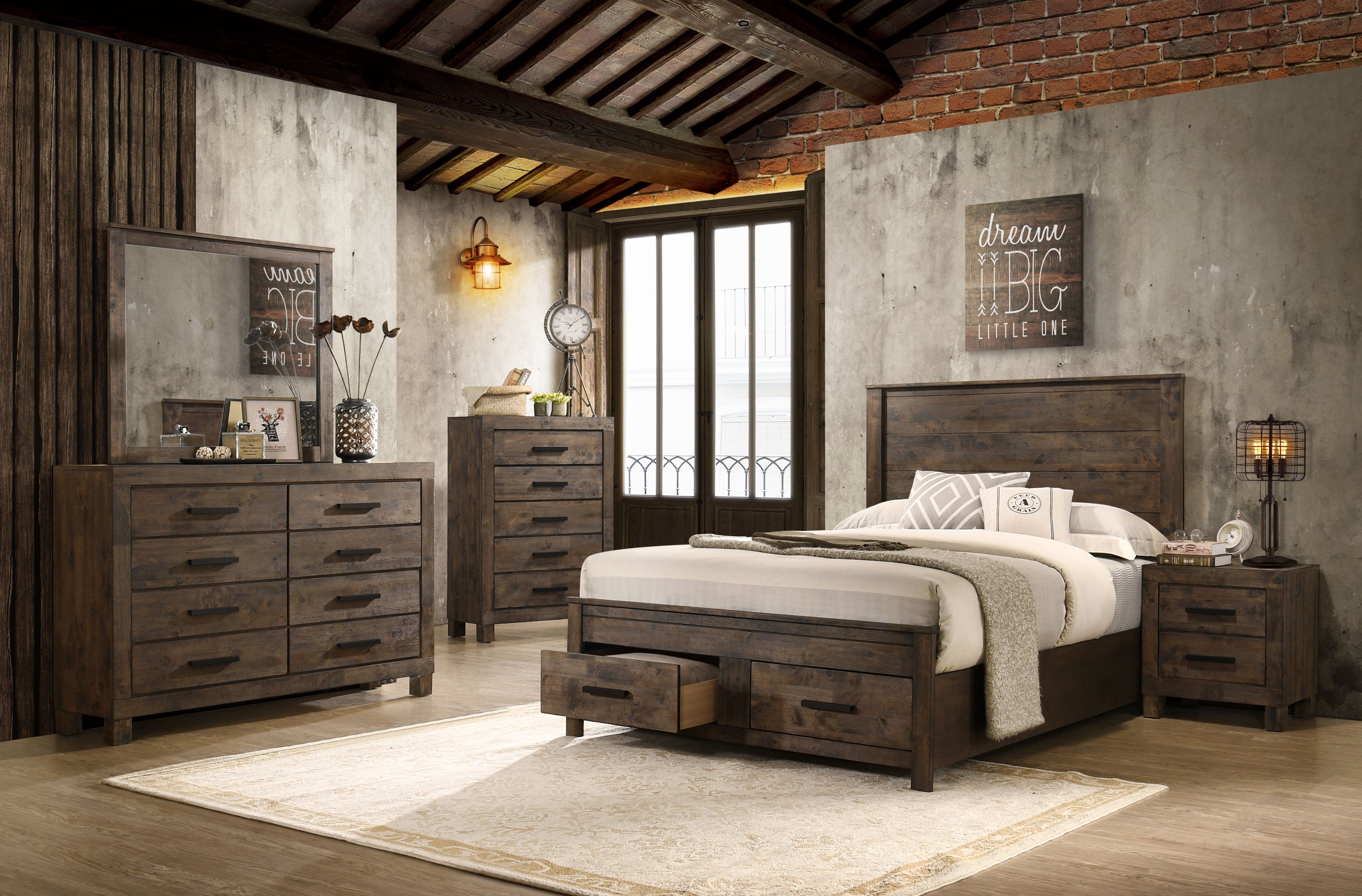 Woodmont  Storage Bed Rustic Golden Brown