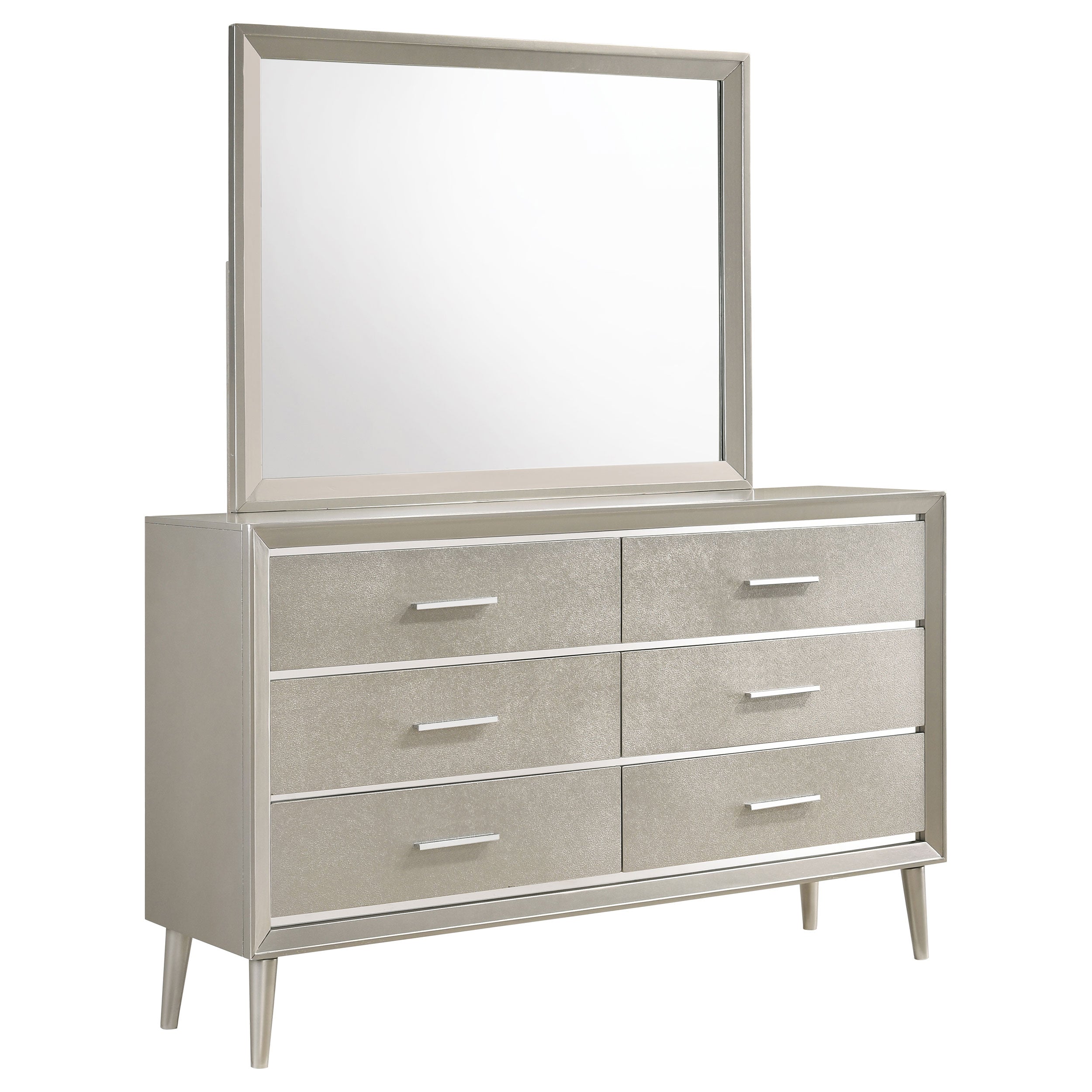 Ramon 6-drawer Dresser with Mirror Metallic Sterling