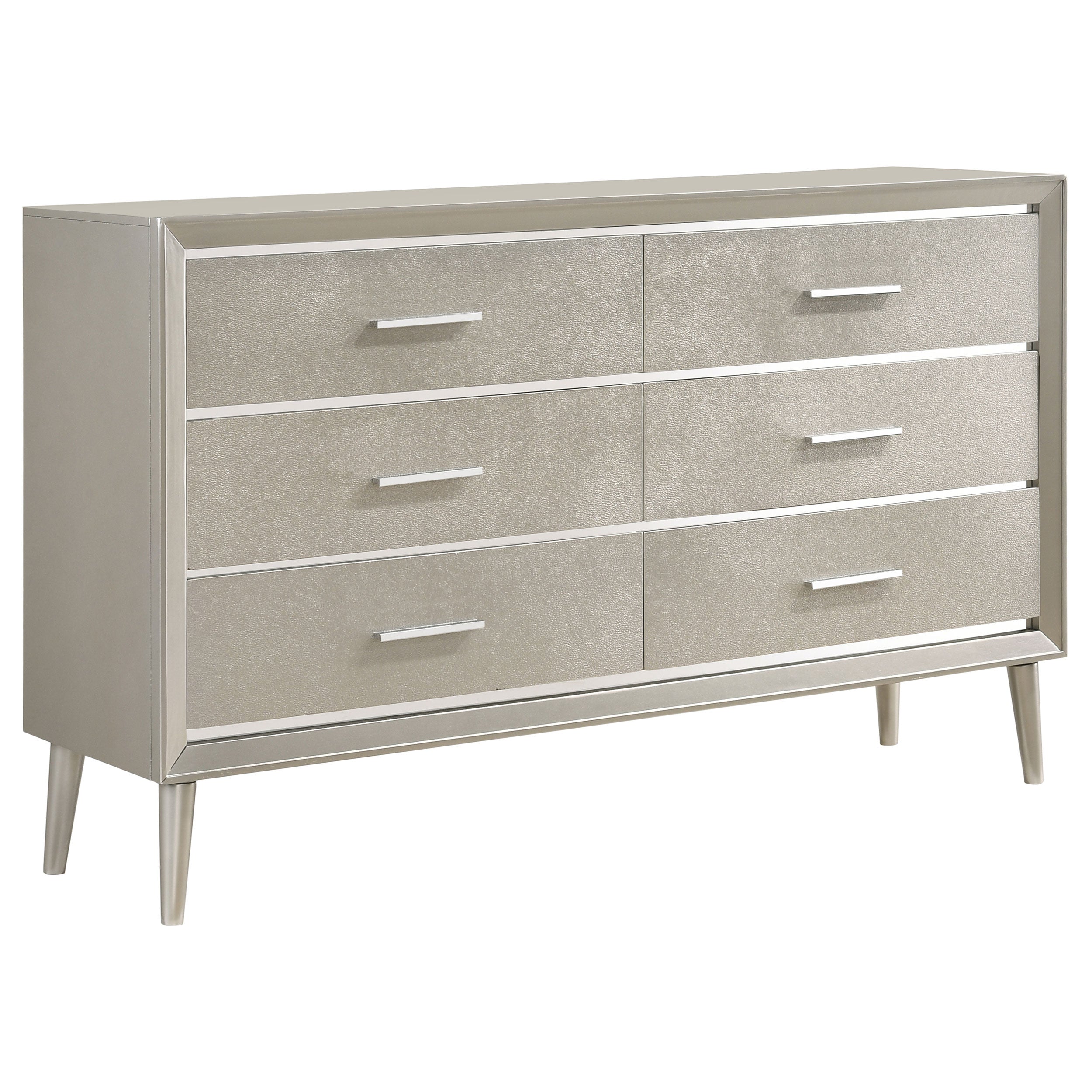 Ramon 6-drawer Dresser with Mirror Metallic Sterling