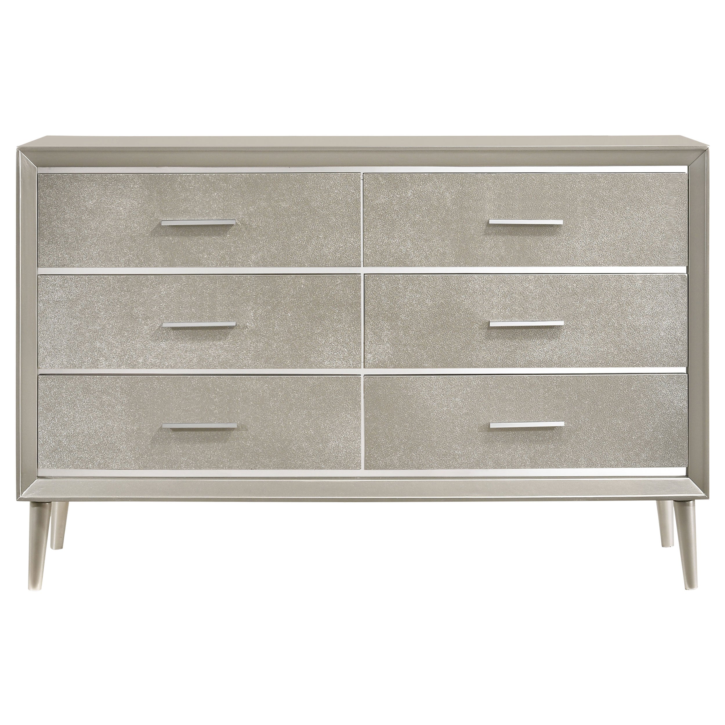 Ramon 6-drawer Dresser with Mirror Metallic Sterling