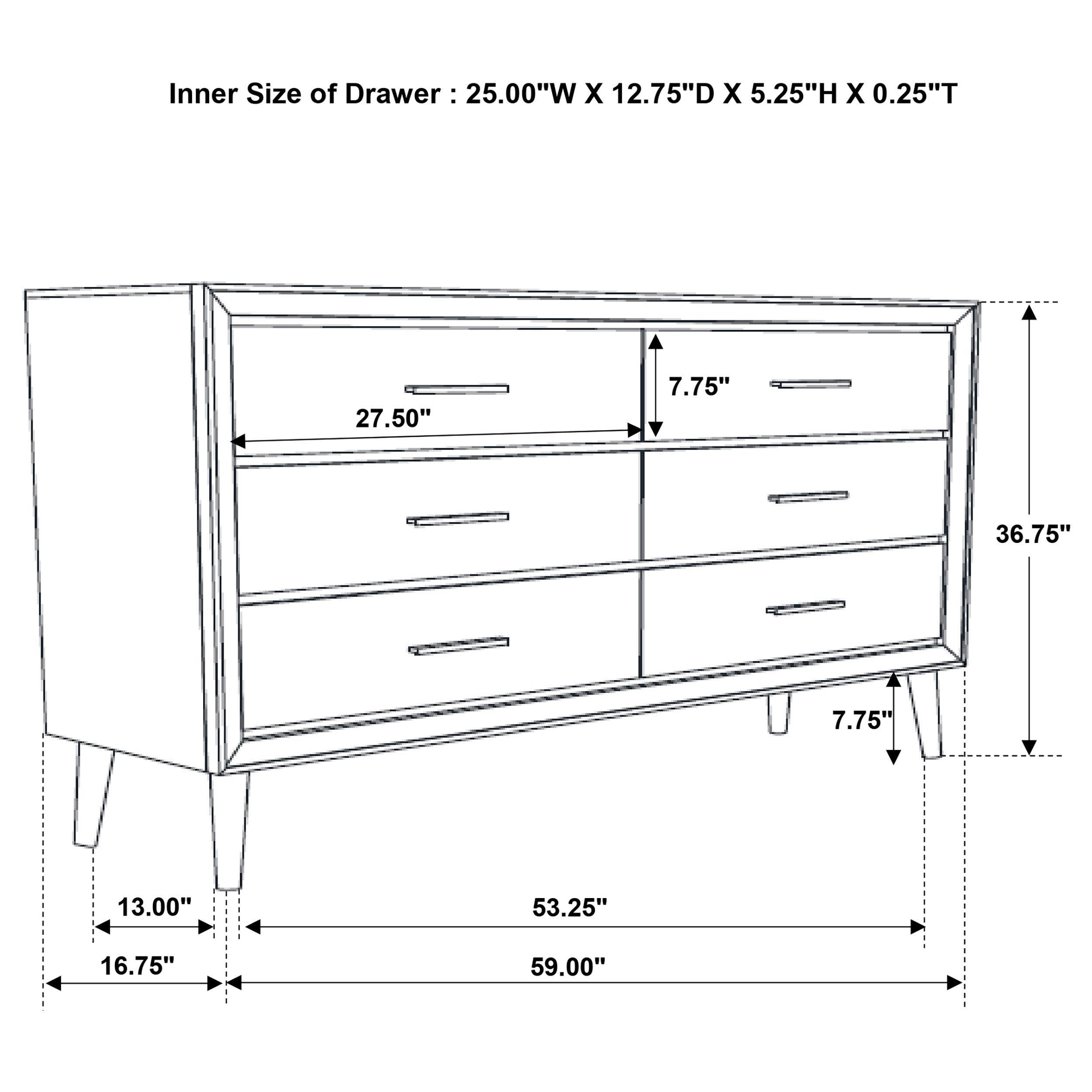 Ramon 6-drawer Dresser with Mirror Metallic Sterling