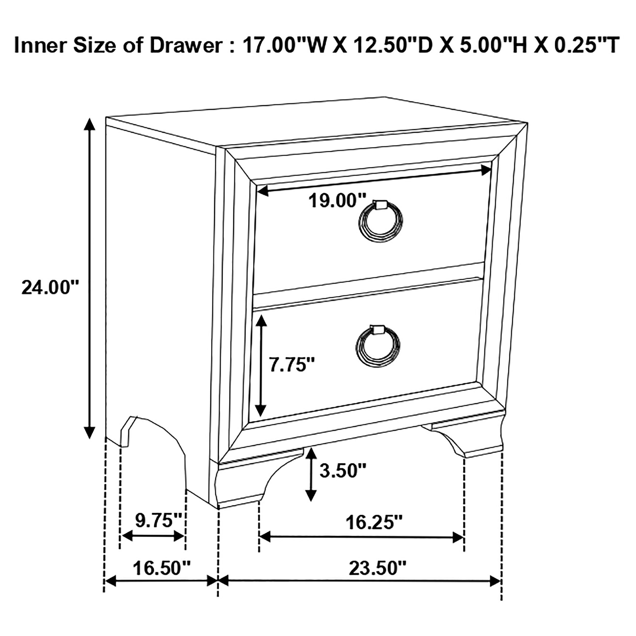 Salford 2-drawer Nightstand Metallic Sterling