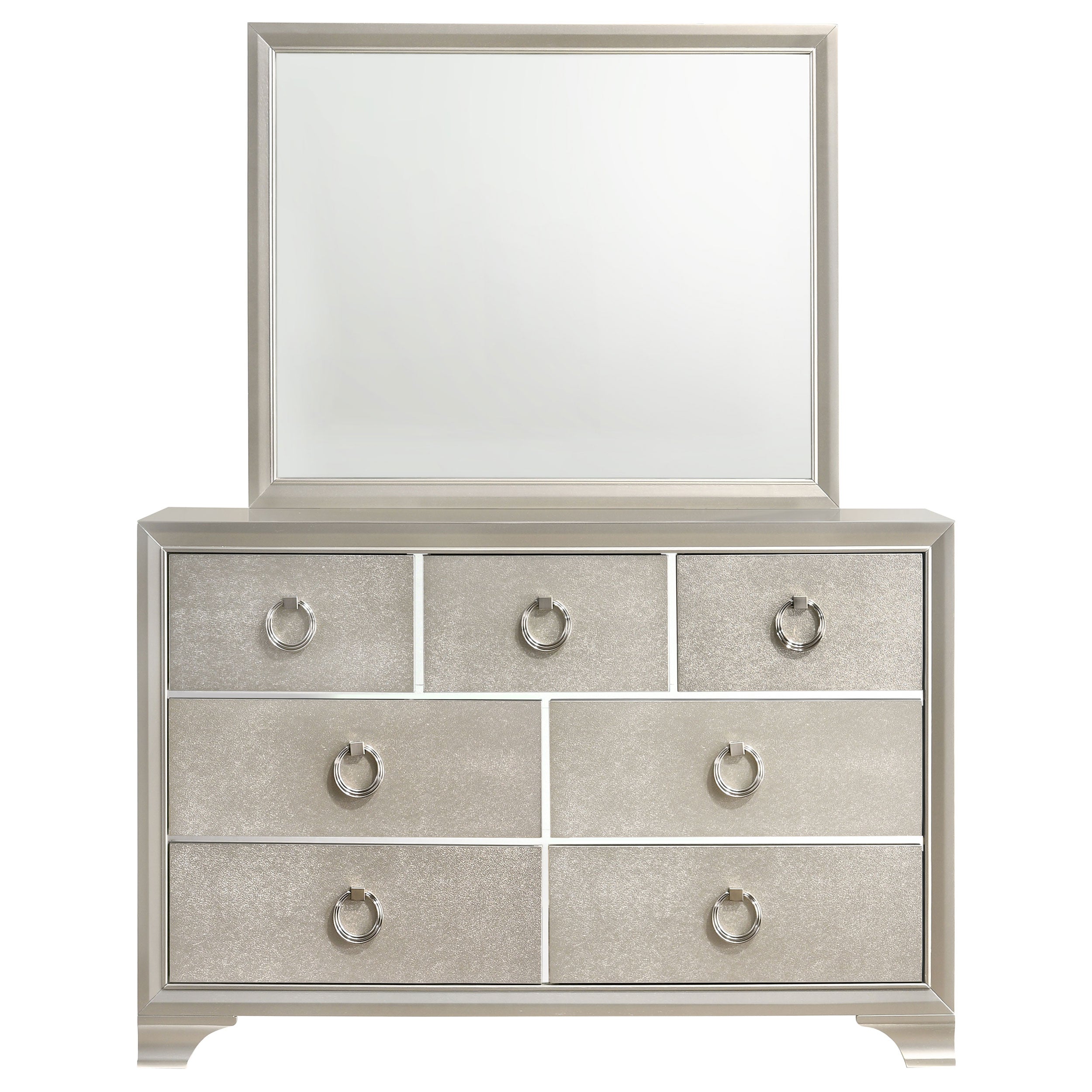 Salford 7-drawer Dresser with Mirror Metallic Sterling