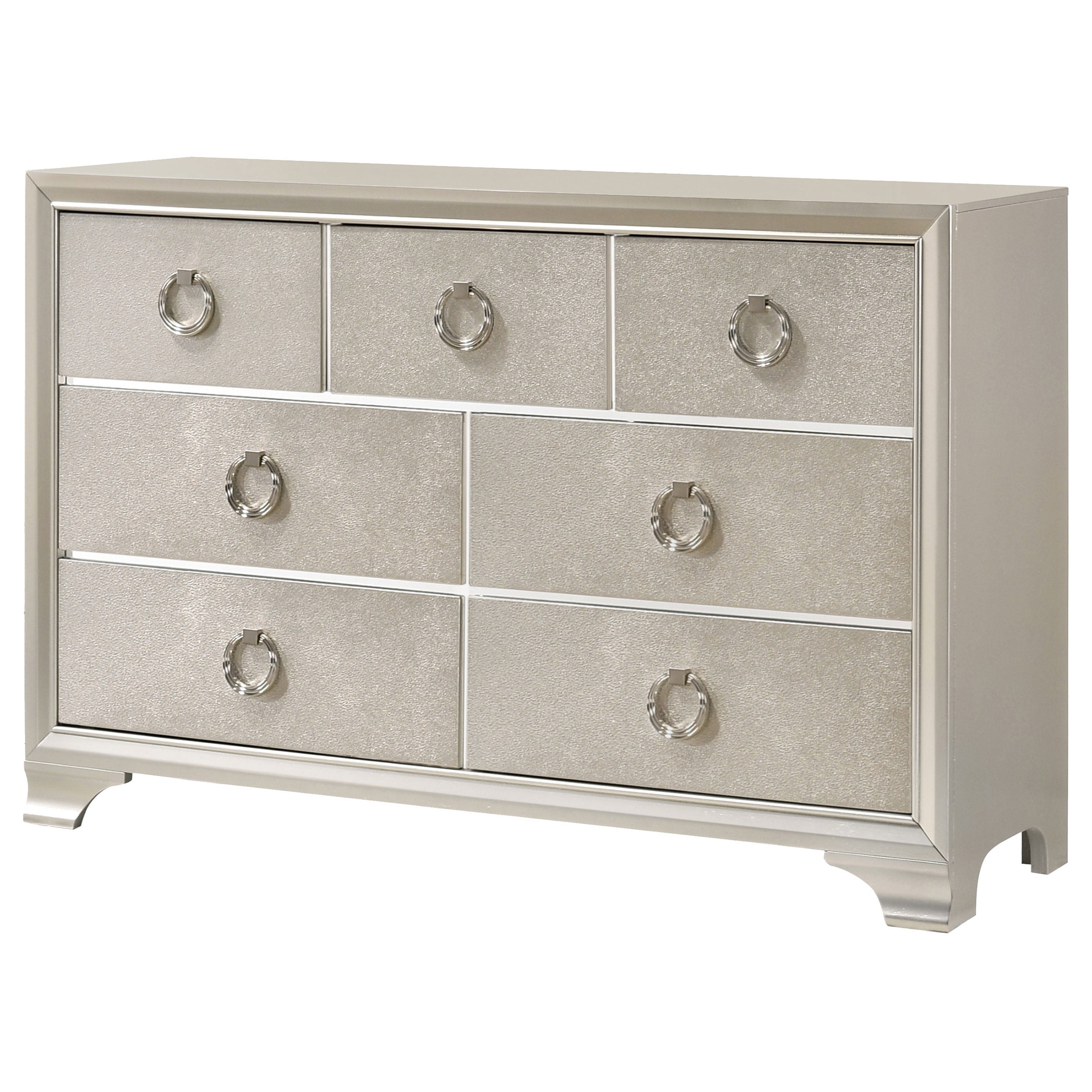 Salford 7-drawer Dresser with Mirror Metallic Sterling