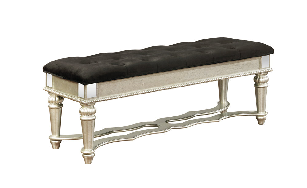 Franco Bench with Lower Shelf Beige and Burnished Oak