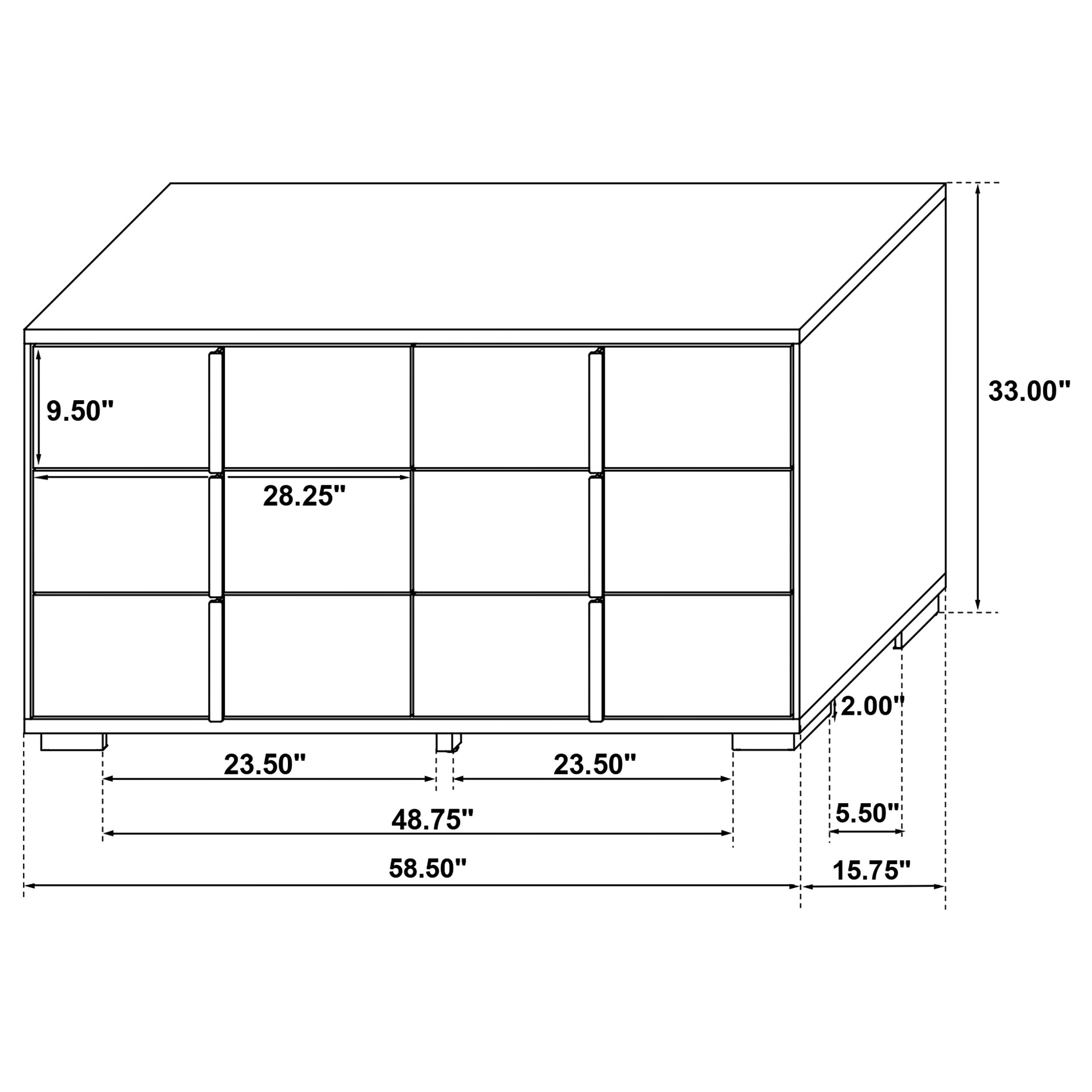 Marceline 6-drawer Dresser with Mirror Black