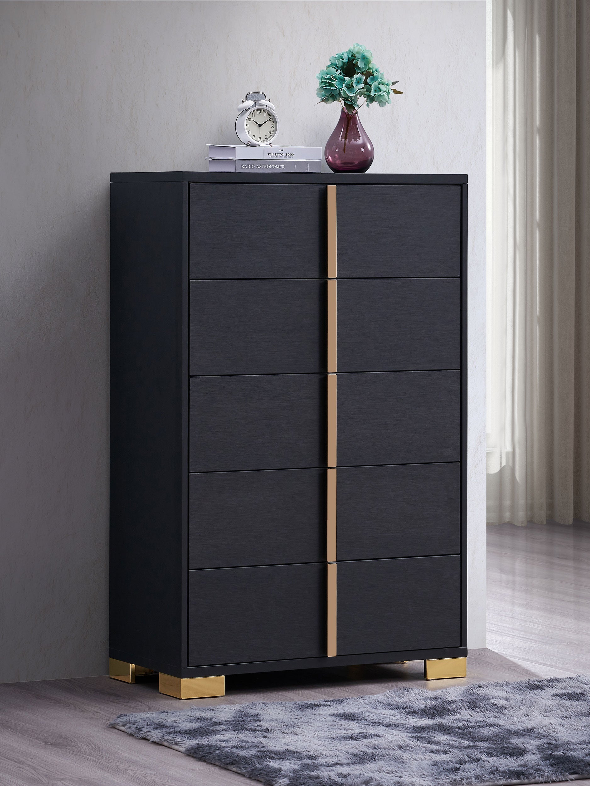 Marceline 5-drawer Chest Black