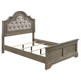 Manchester Bed with Upholstered Arched Headboard Beige and Wheat