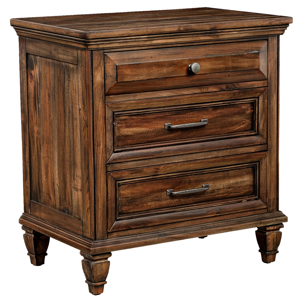 Avenue 3-drawer Nightstand Weathered Burnished Brown