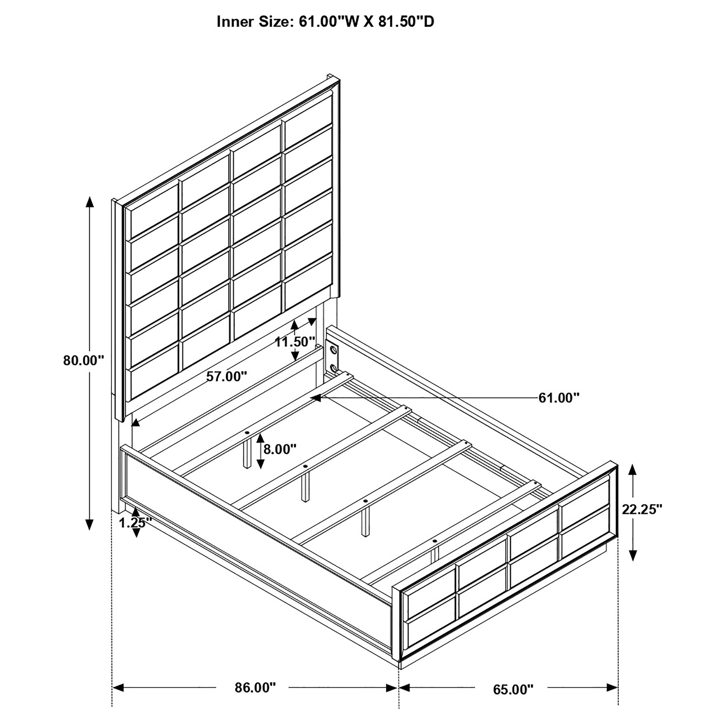 Durango  Upholstered Bed Smoked Peppercorn and Grey