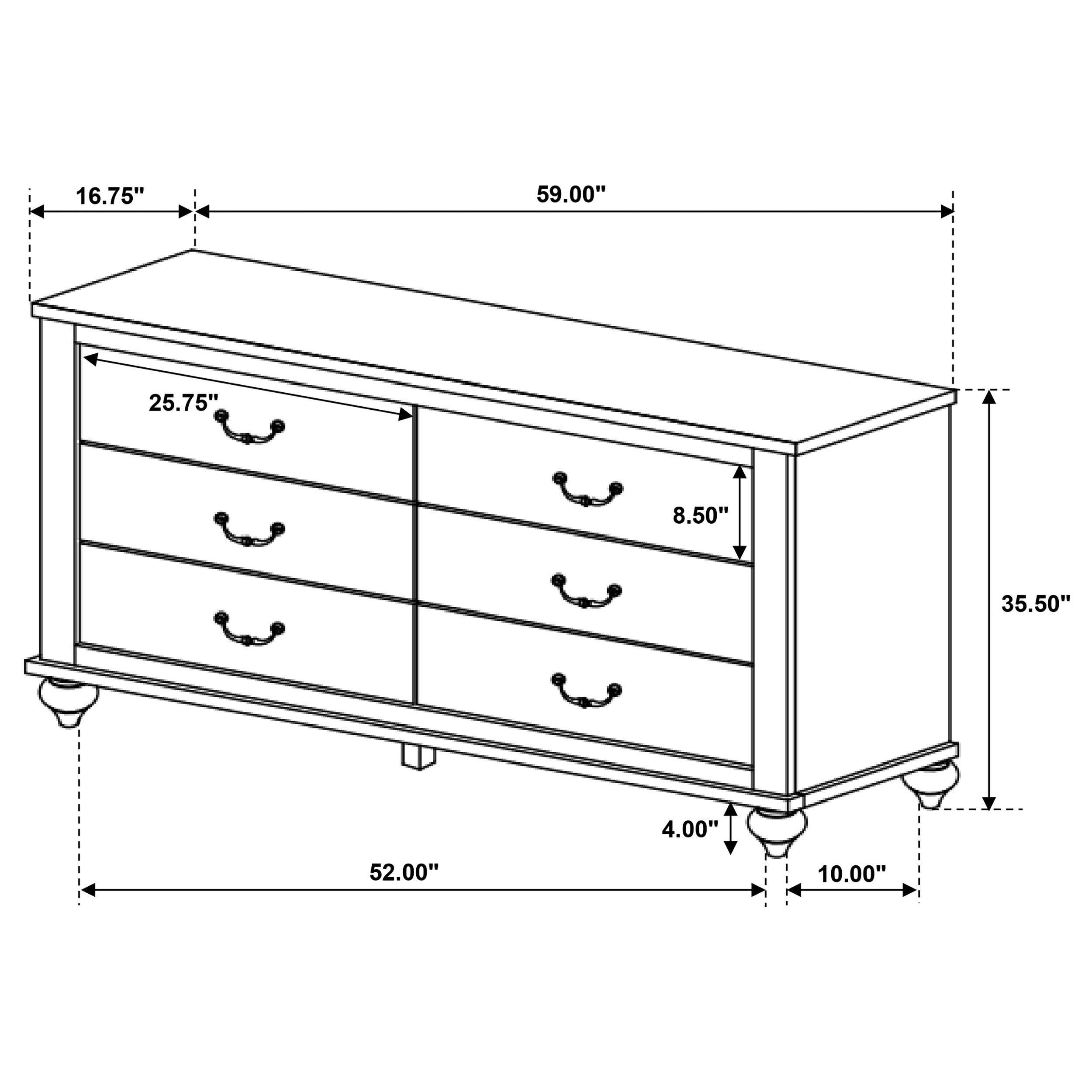 Stillwood 6-drawer Dresser Vintage Linen