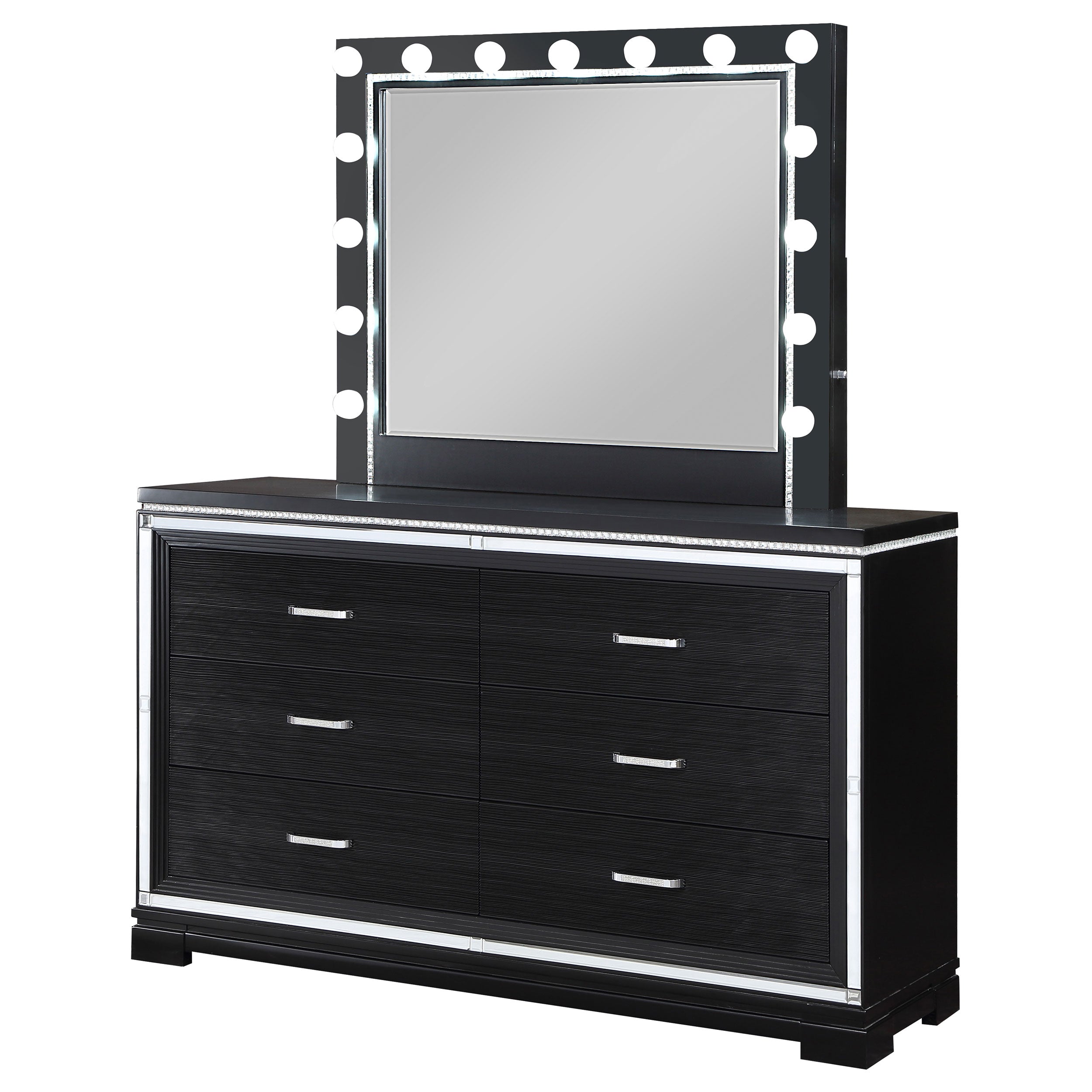 Cappola 6-drawer Dresser with Mirror Black