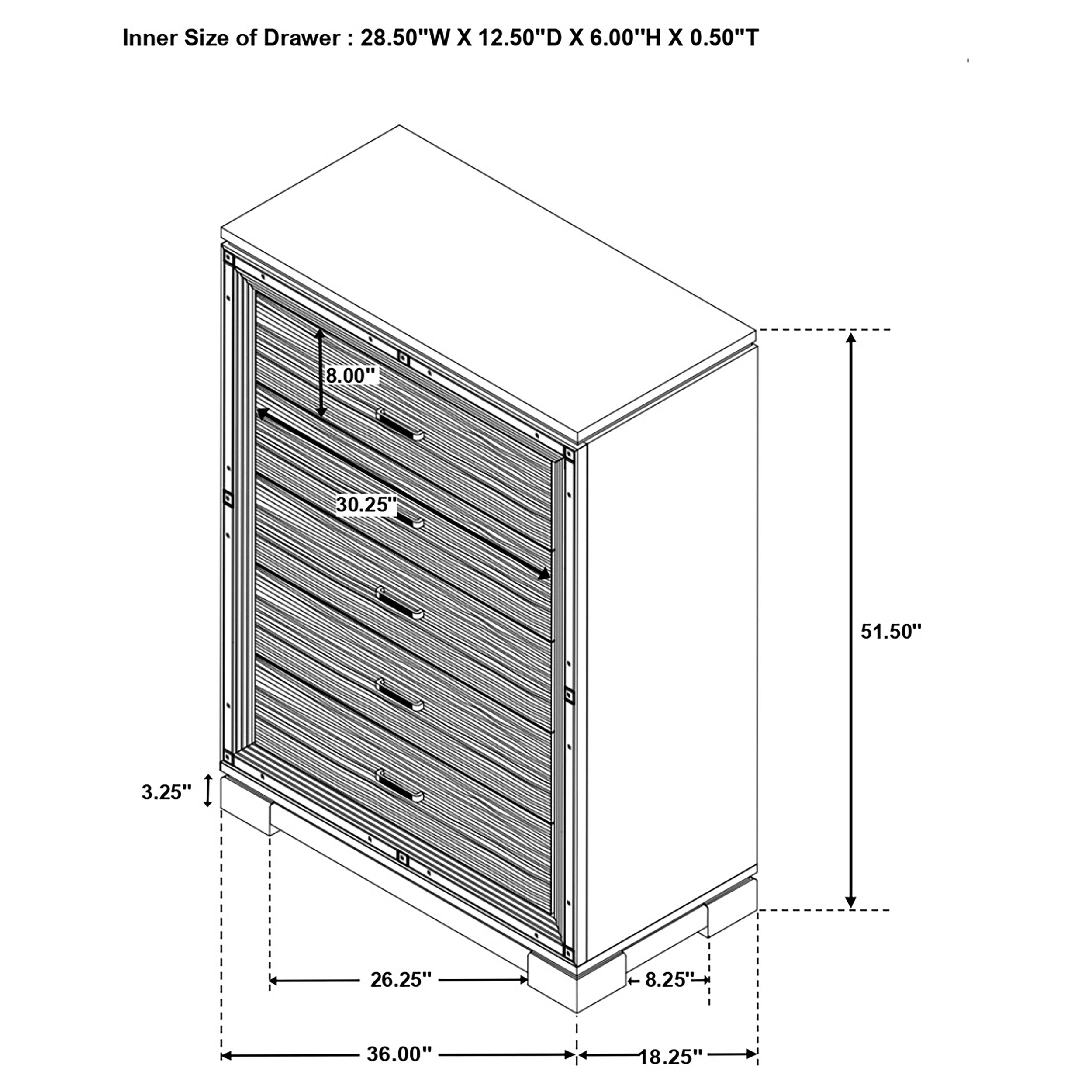 Cappola Rectangular 5-drawer Chest Silver and Black