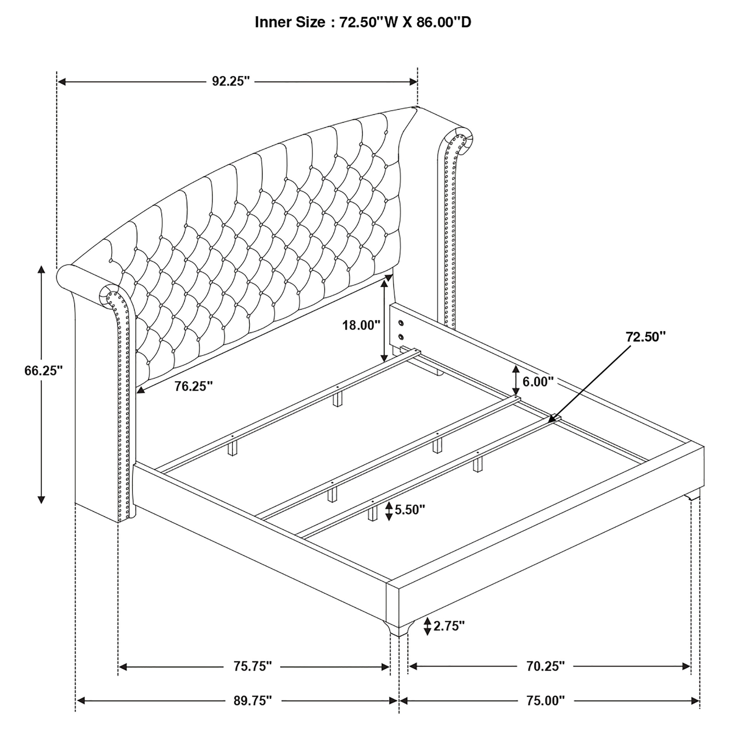 Melody  Wingback Upholstered Bed Grey