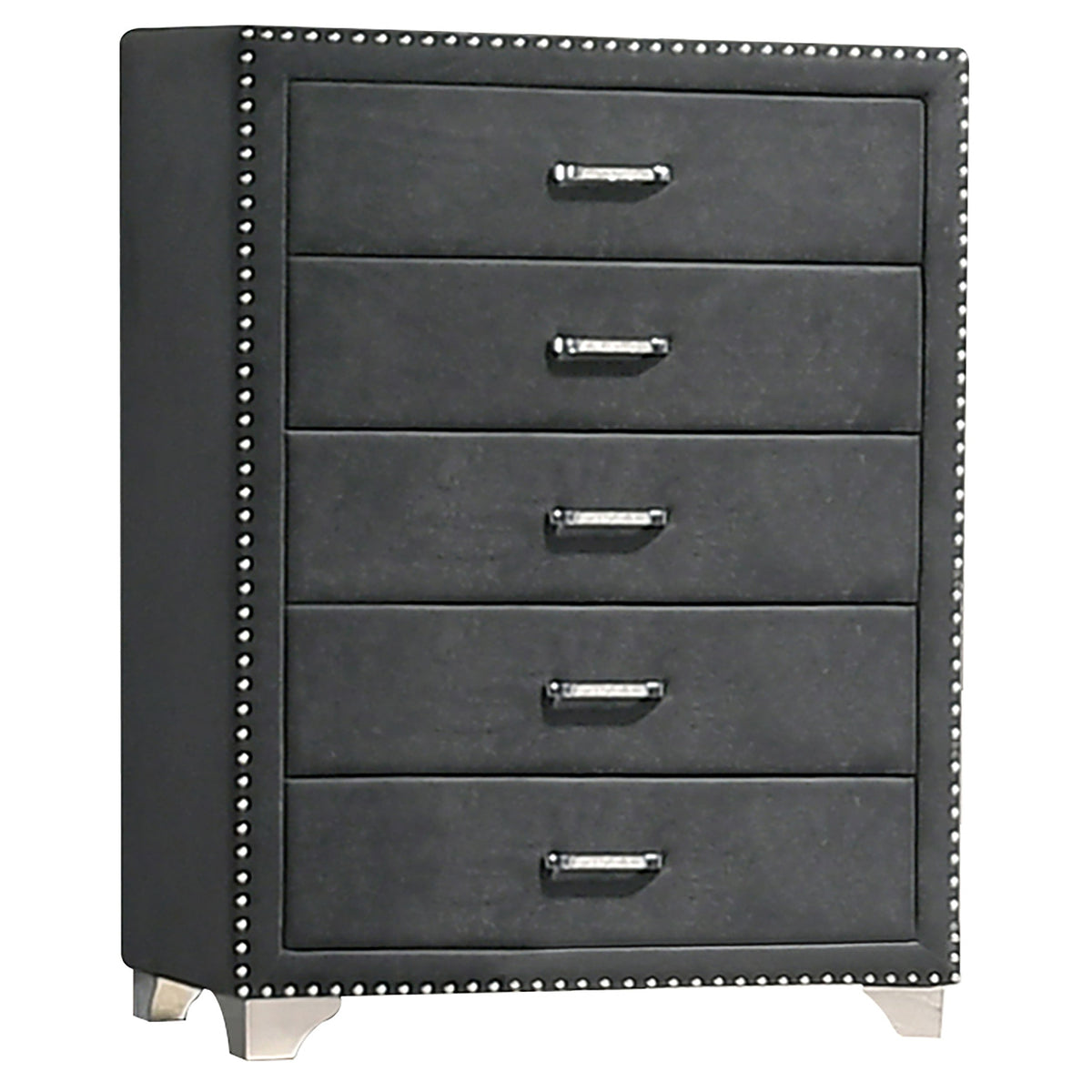 Melody 5-drawer Upholstered Chest Grey