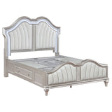 Evangeline  Storage Bed with LED Headboard Silver Oak and Ivory