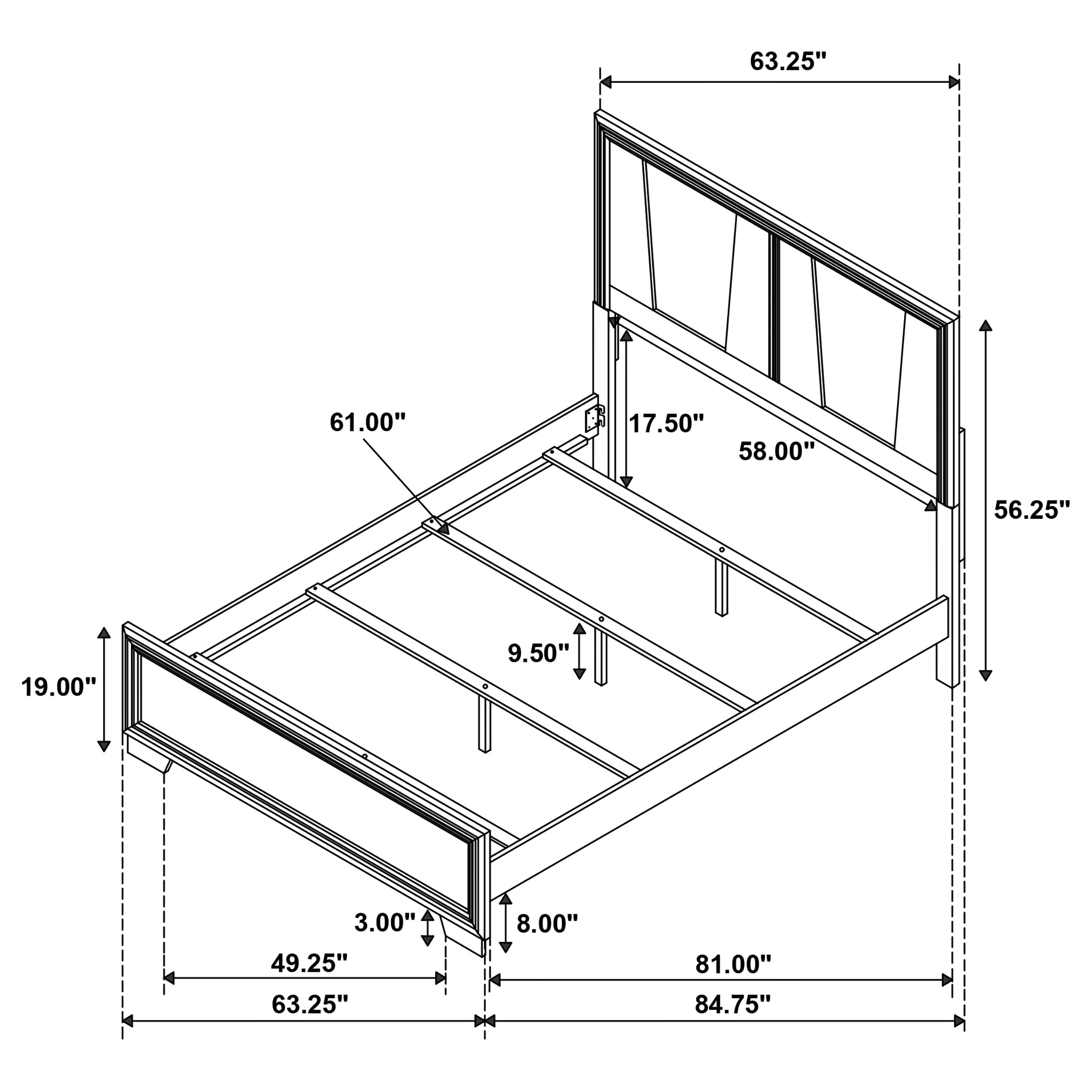 Janine  Panel Bed Grey