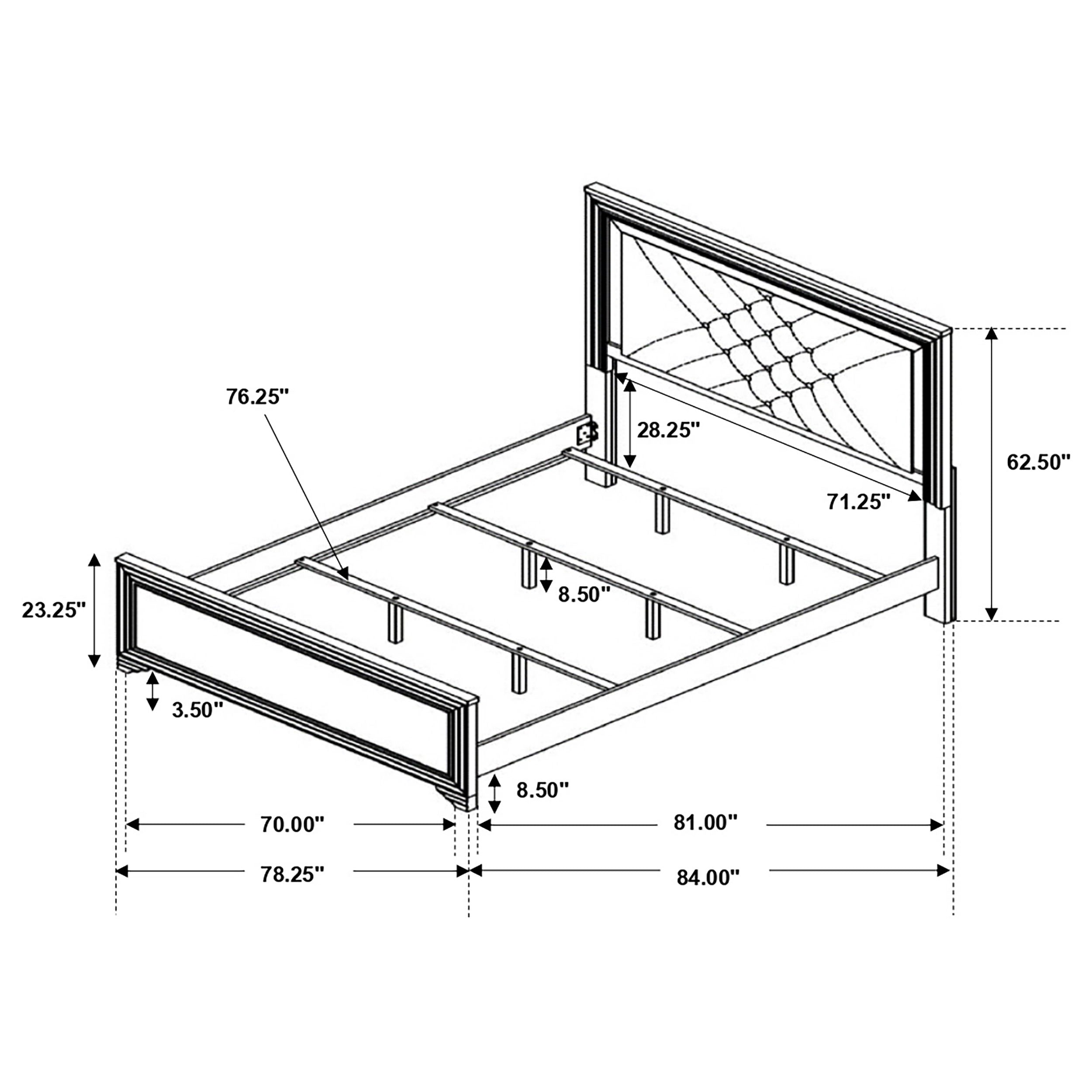 Penelope  Bed with LED Lighting Black and Midnight Star