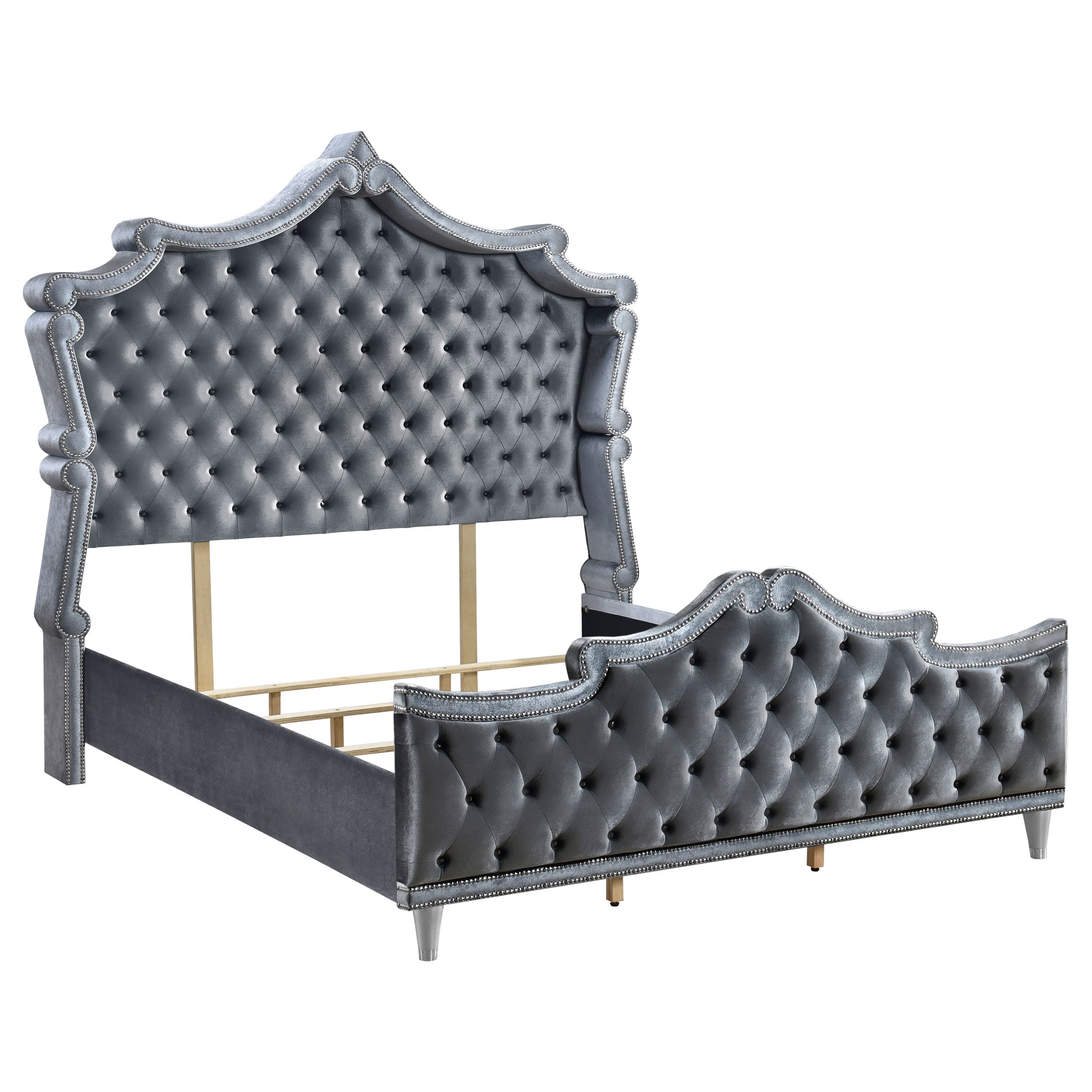 Antonella   Upholstered Tufted Bedroom Set Grey