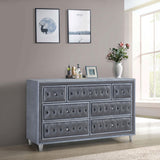 Antonella 7-drawer Upholstered Dresser with Mirror Grey