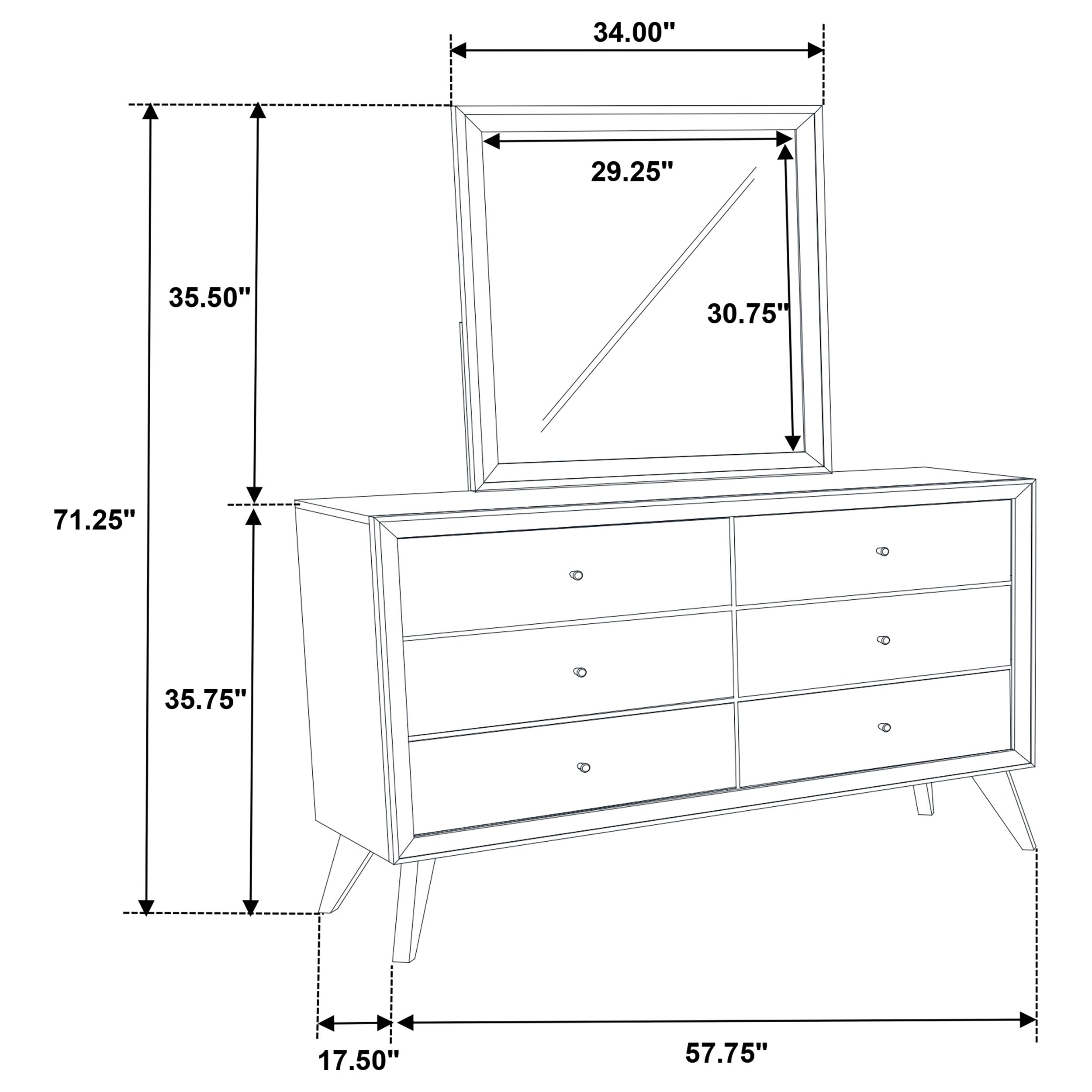 Janelle 6-drawer Dresser with Mirror White