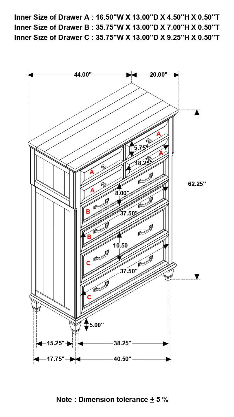 Avenue 8-drawer Rectangular Chest Grey