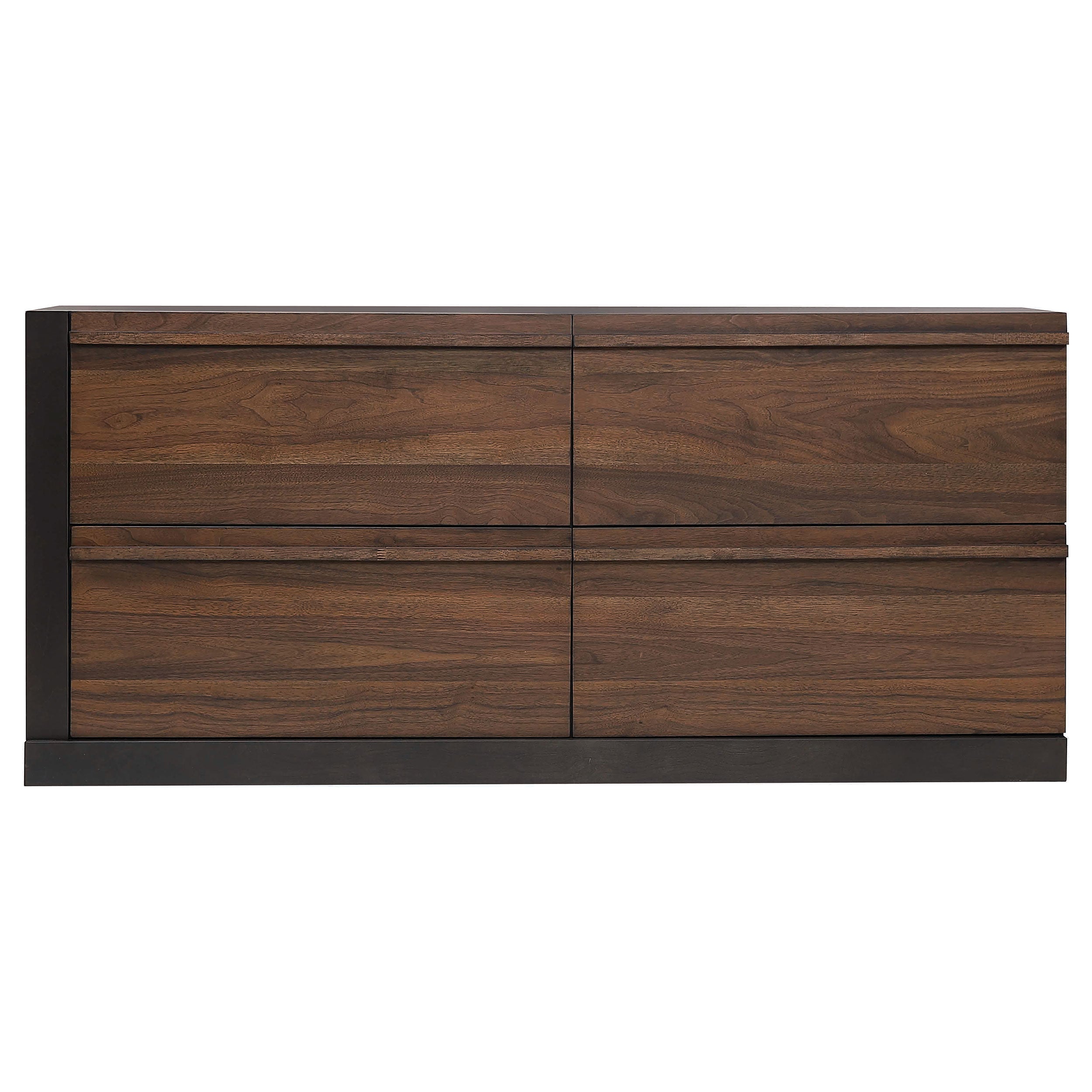 Azalia 4-drawer Dresser with Mirror Black and Walnut