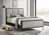 Arini  Bed with Upholstered Headboard Black and Grey